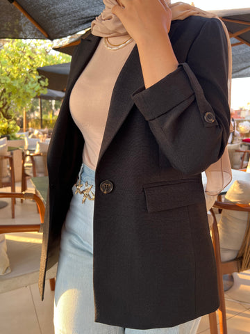 Black Linen Blazer