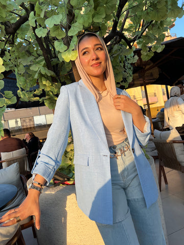 Baby blue Linen Blazer