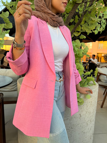 Pink Linen Blazer