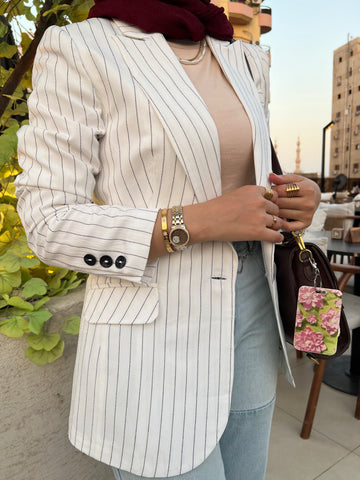 White pinstripe Linen Blazer