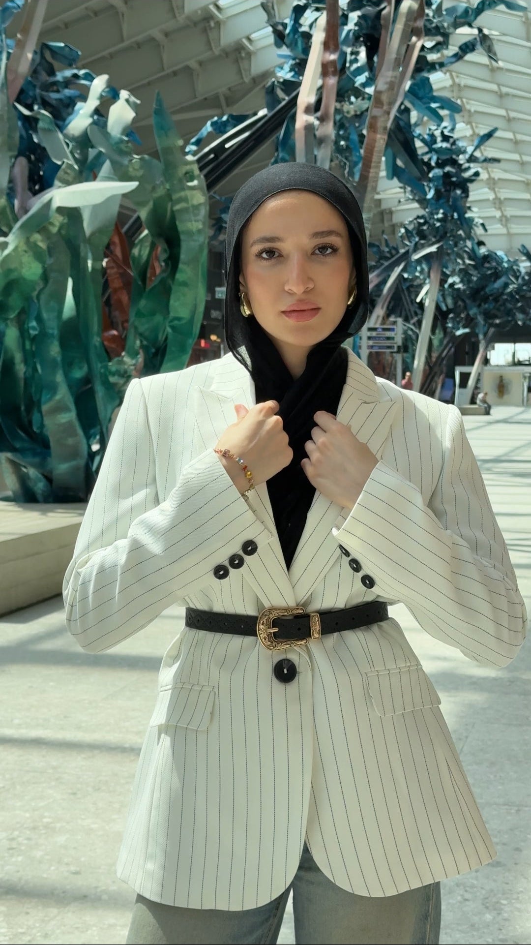 White Pinstripe Blazer
