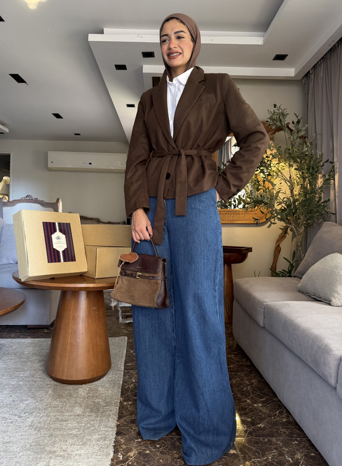 AMMU Arden Camel Brown cropped Blazer