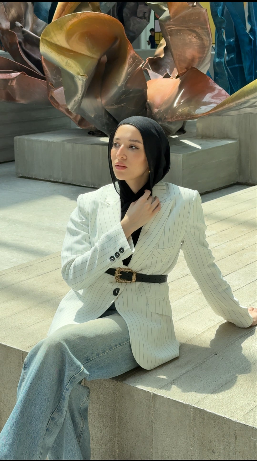 White Pinstripe Blazer