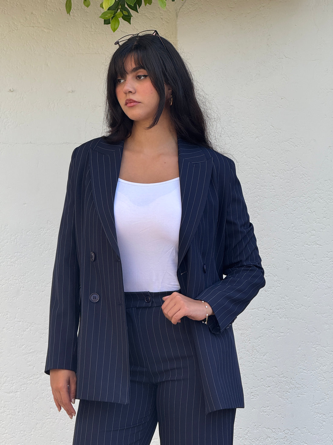 Navy Blue Pinstripe Blazer