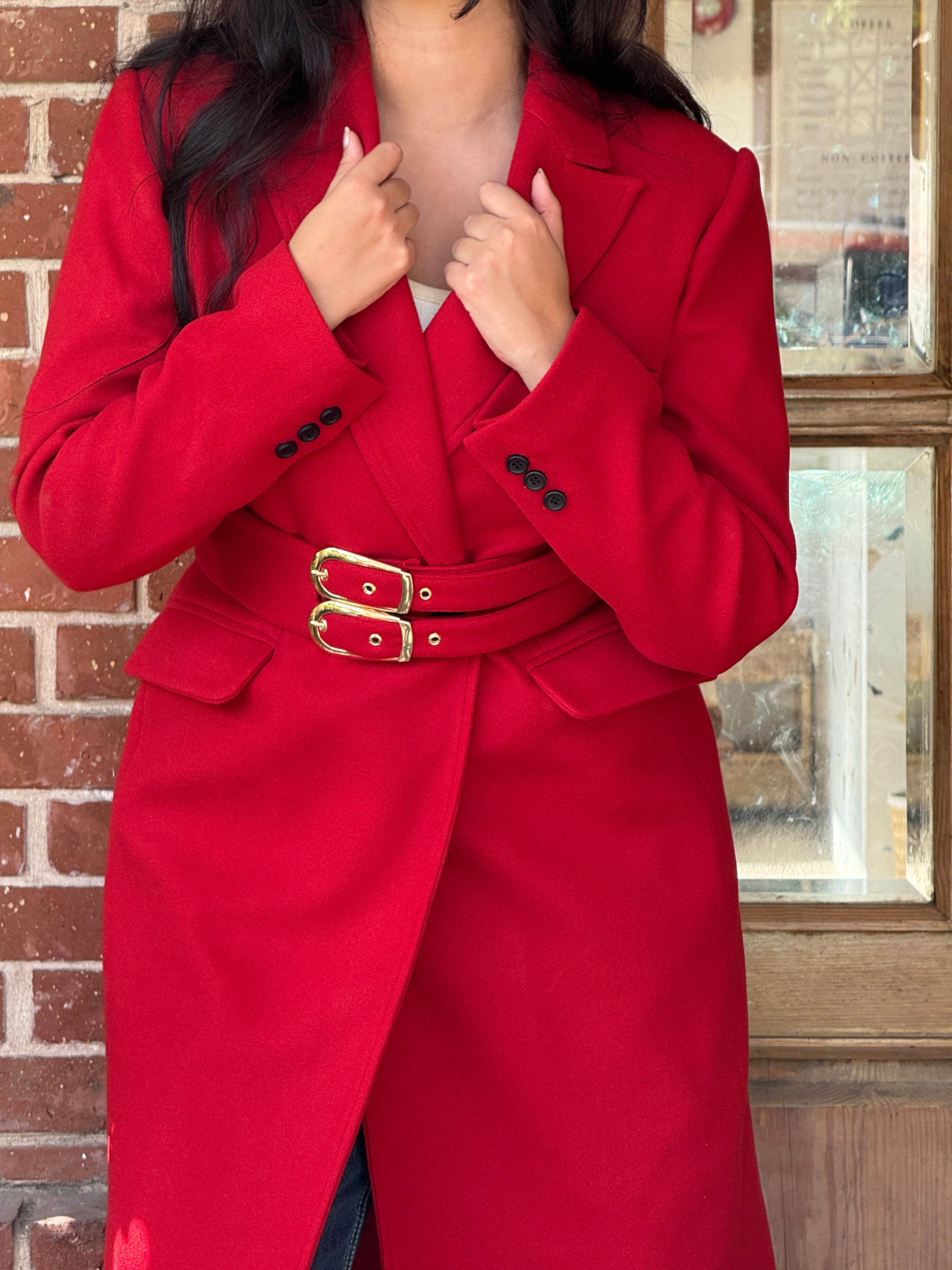 Ruby Cherry Buckle Coat