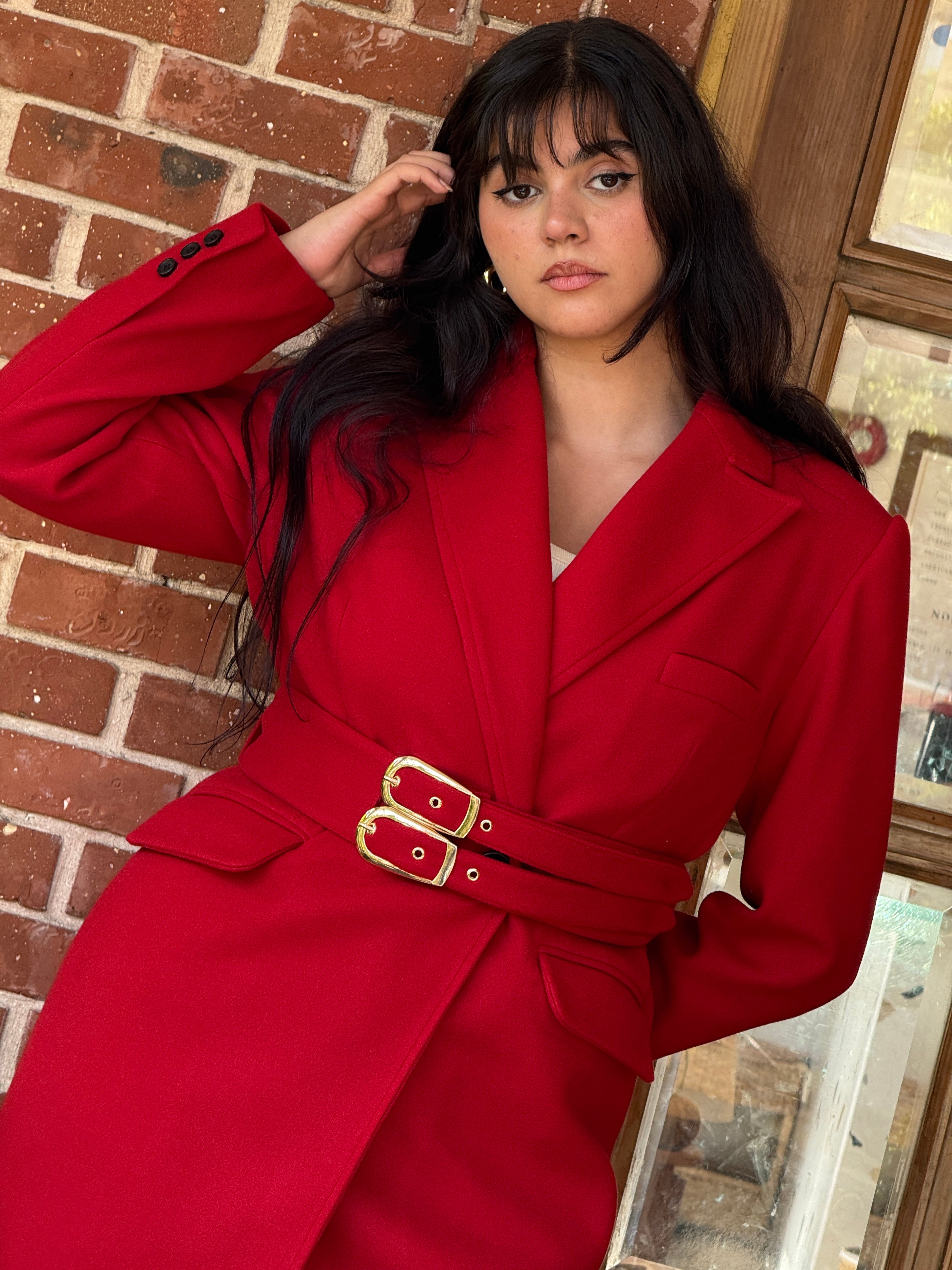 Ruby Cherry Buckle Coat