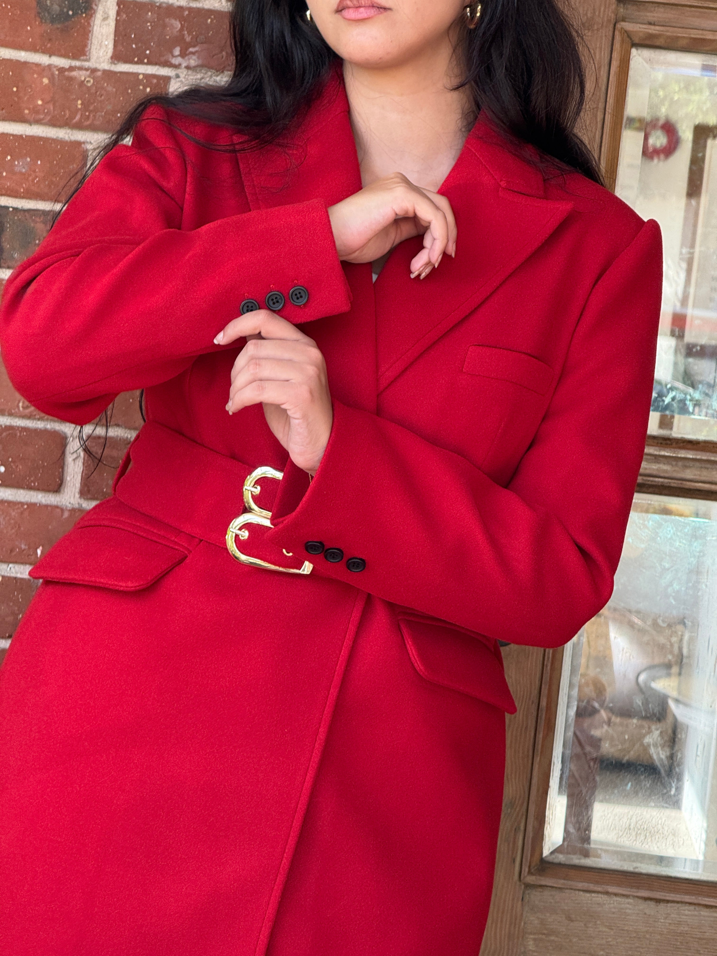 Ruby Cherry Buckle Coat