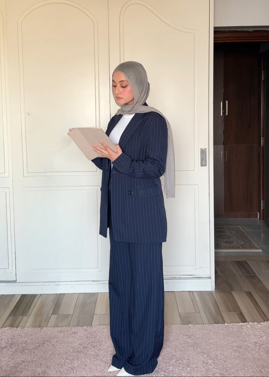 Navy Blue Pinstripe Suit