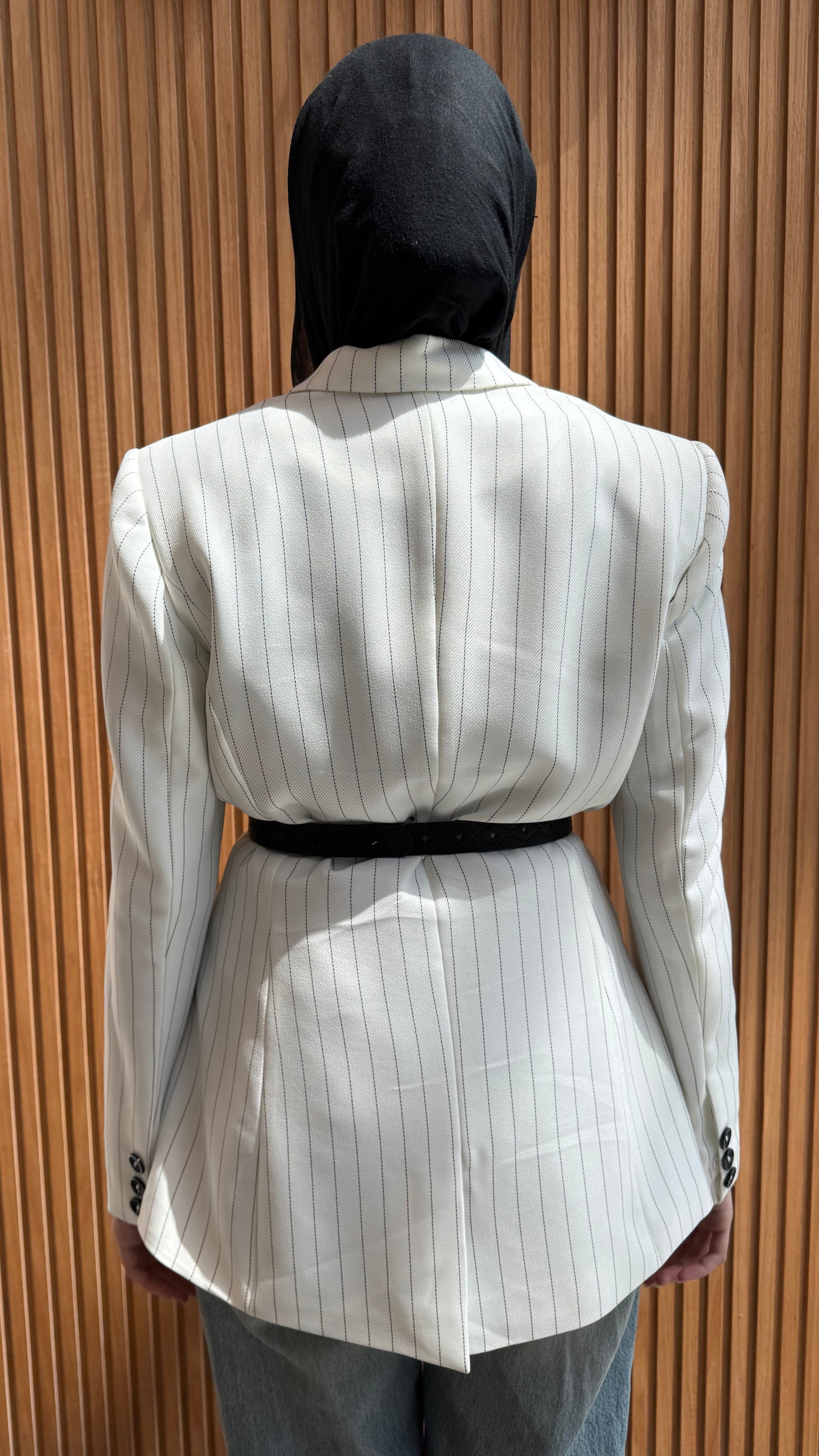 White Pinstripe Blazer