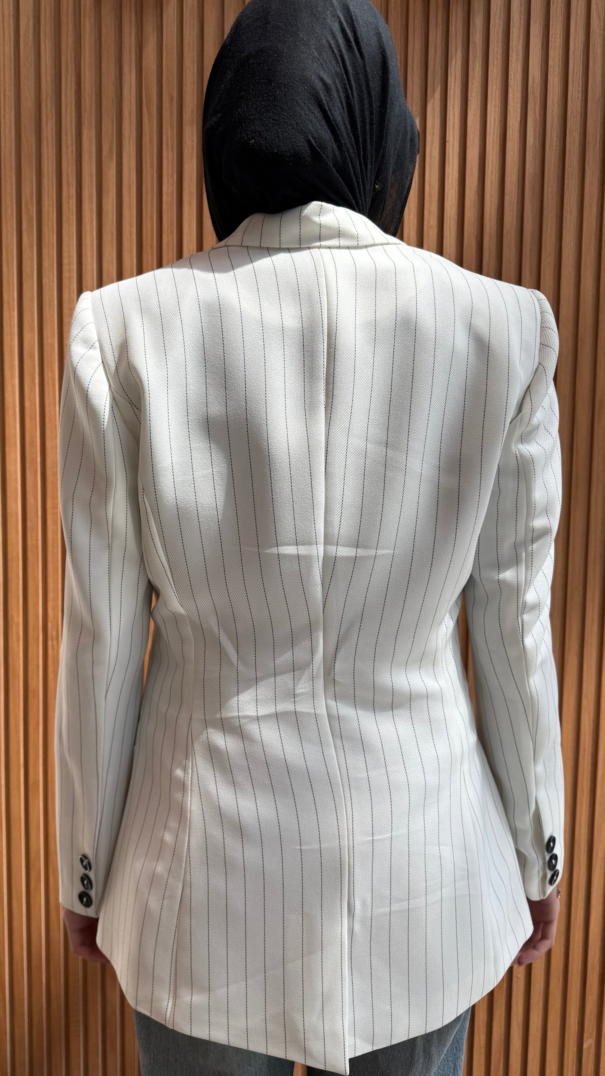 White Pinstripe Blazer