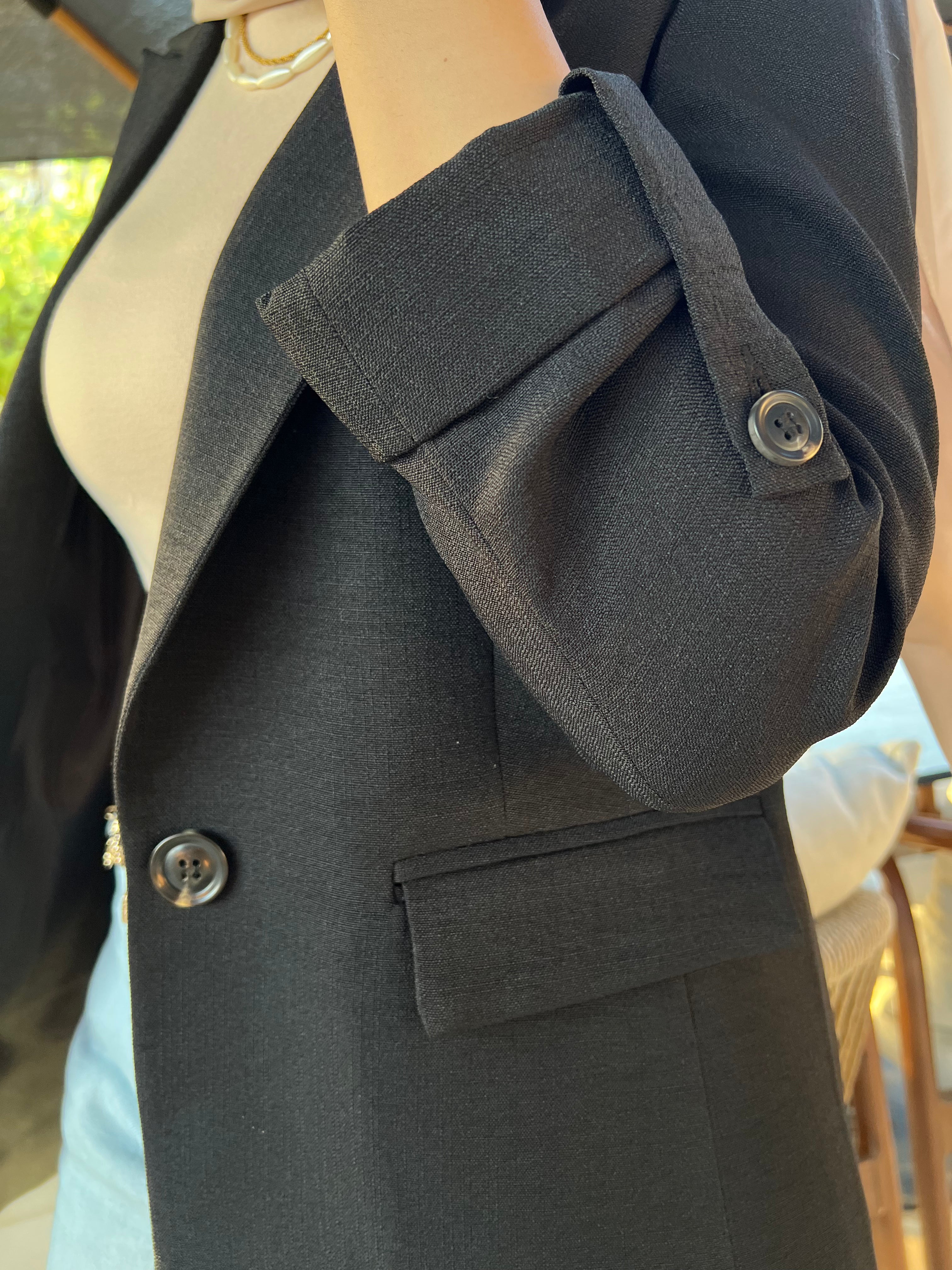 Black Linen Blazer