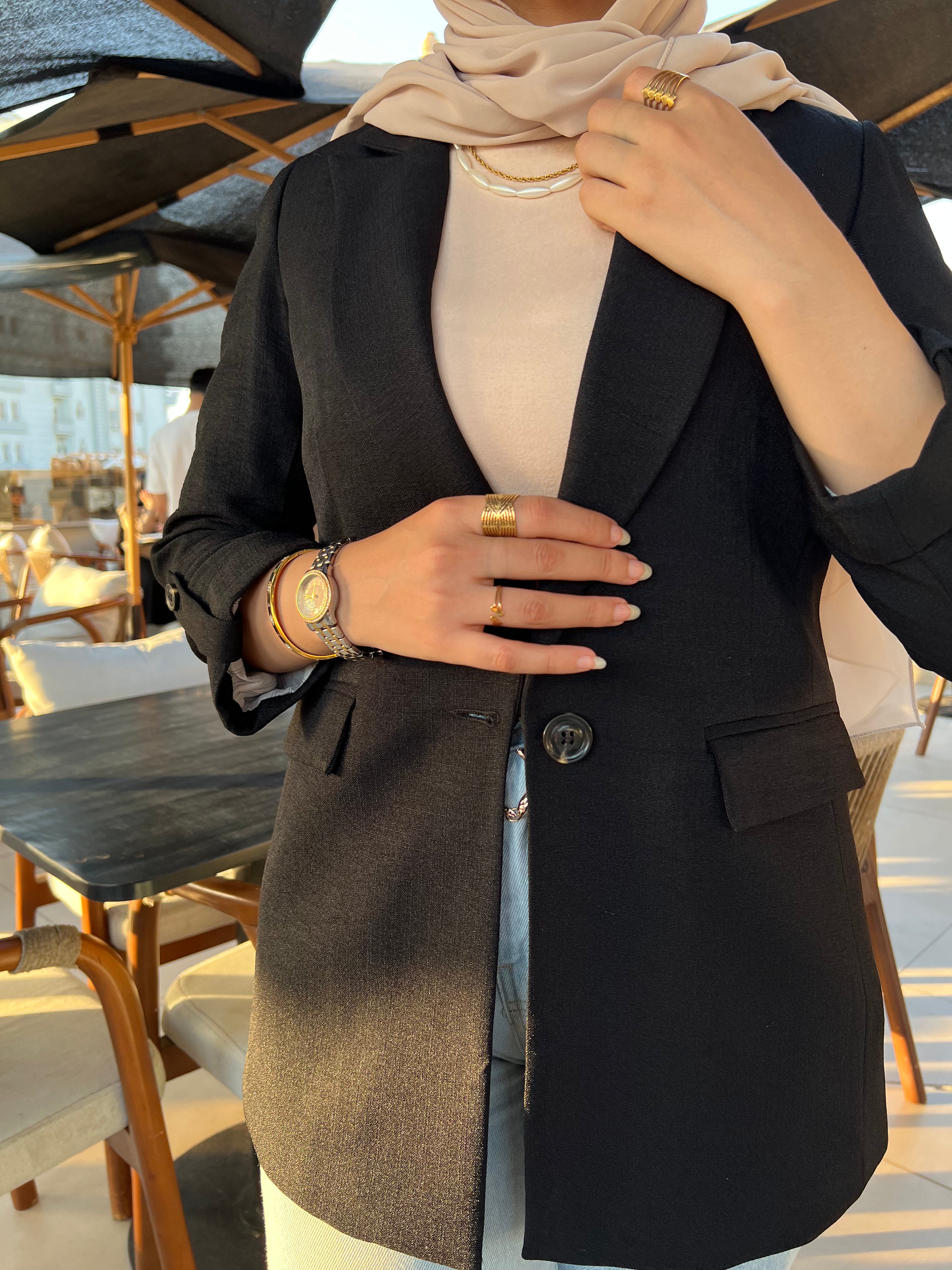 Black Linen Blazer