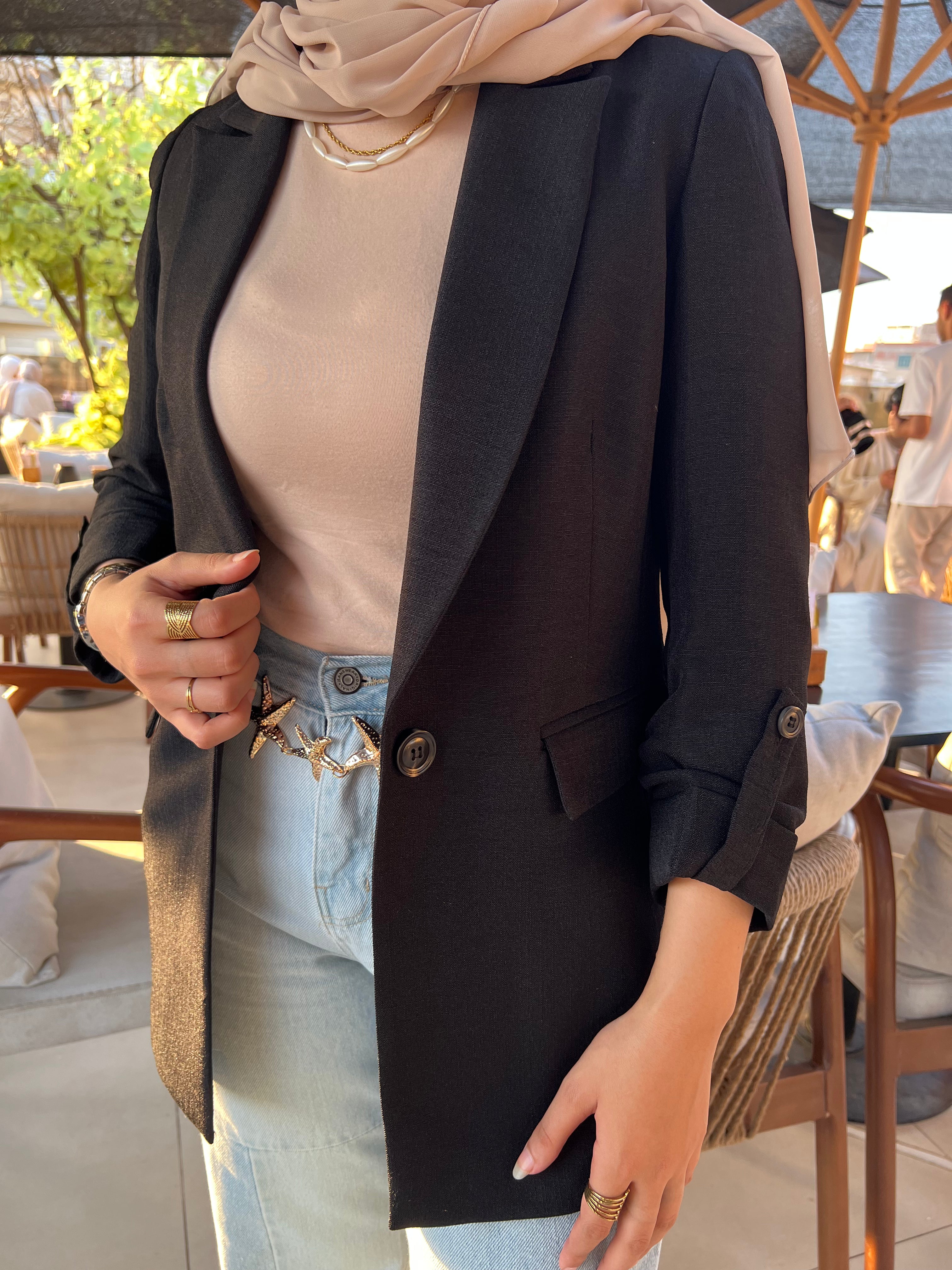 Black Linen Blazer