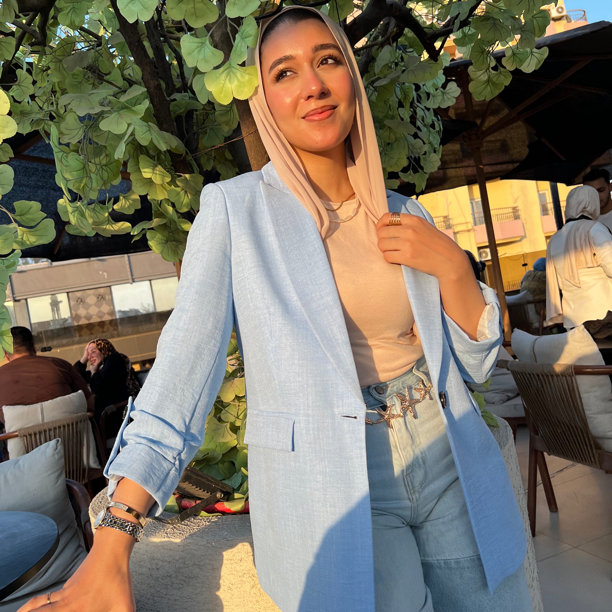 Baby blue Linen Blazer