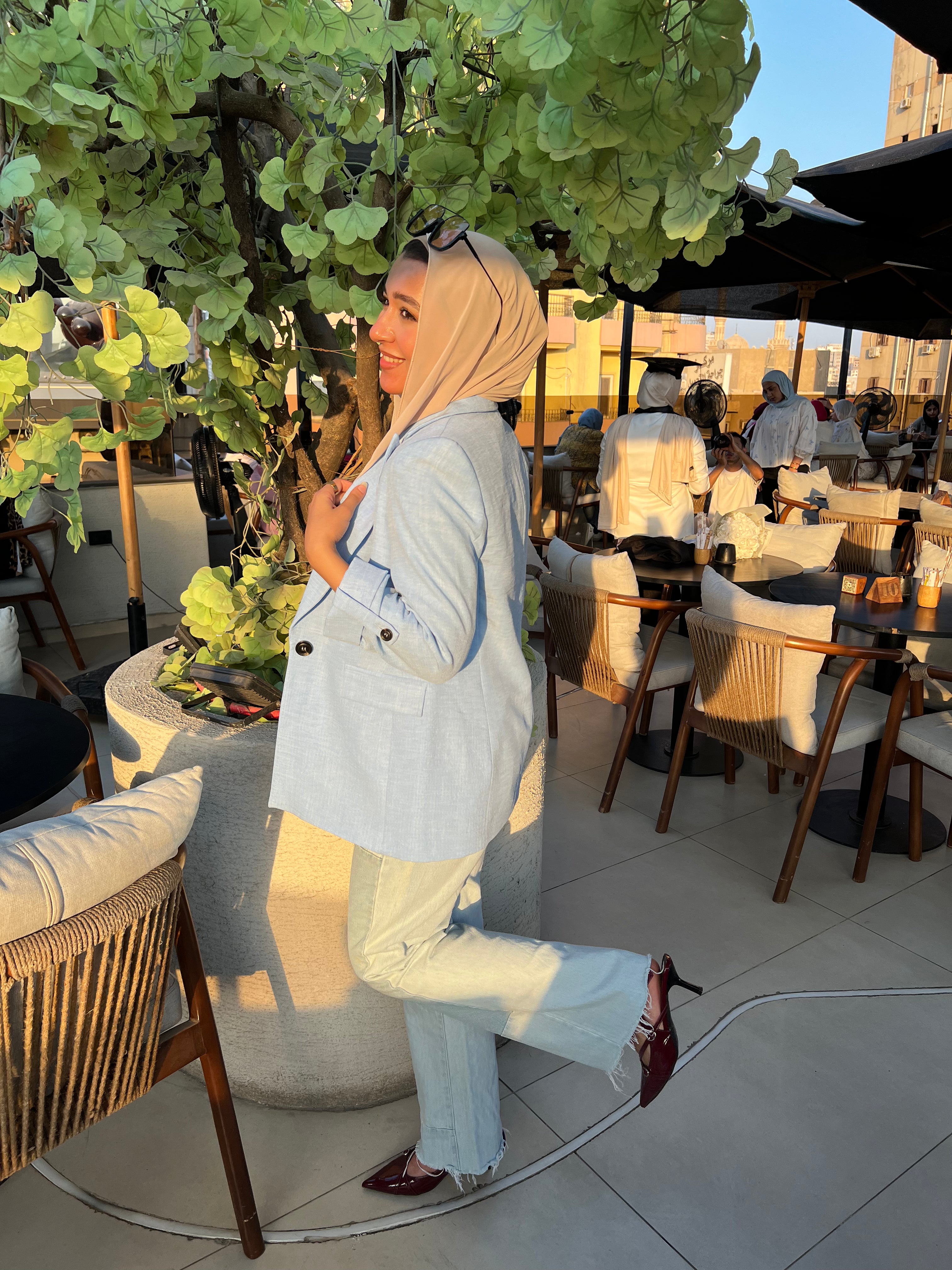Baby blue Linen Blazer