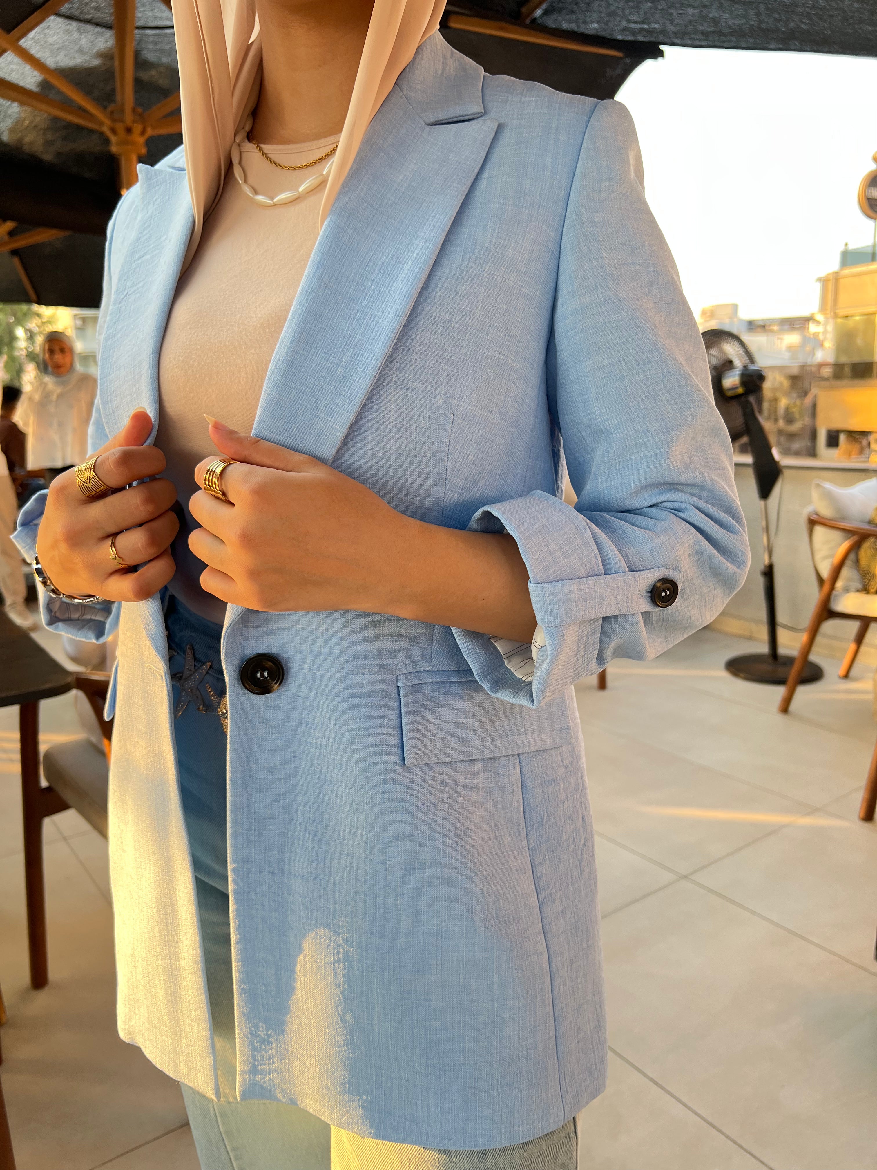 Baby blue Linen Blazer