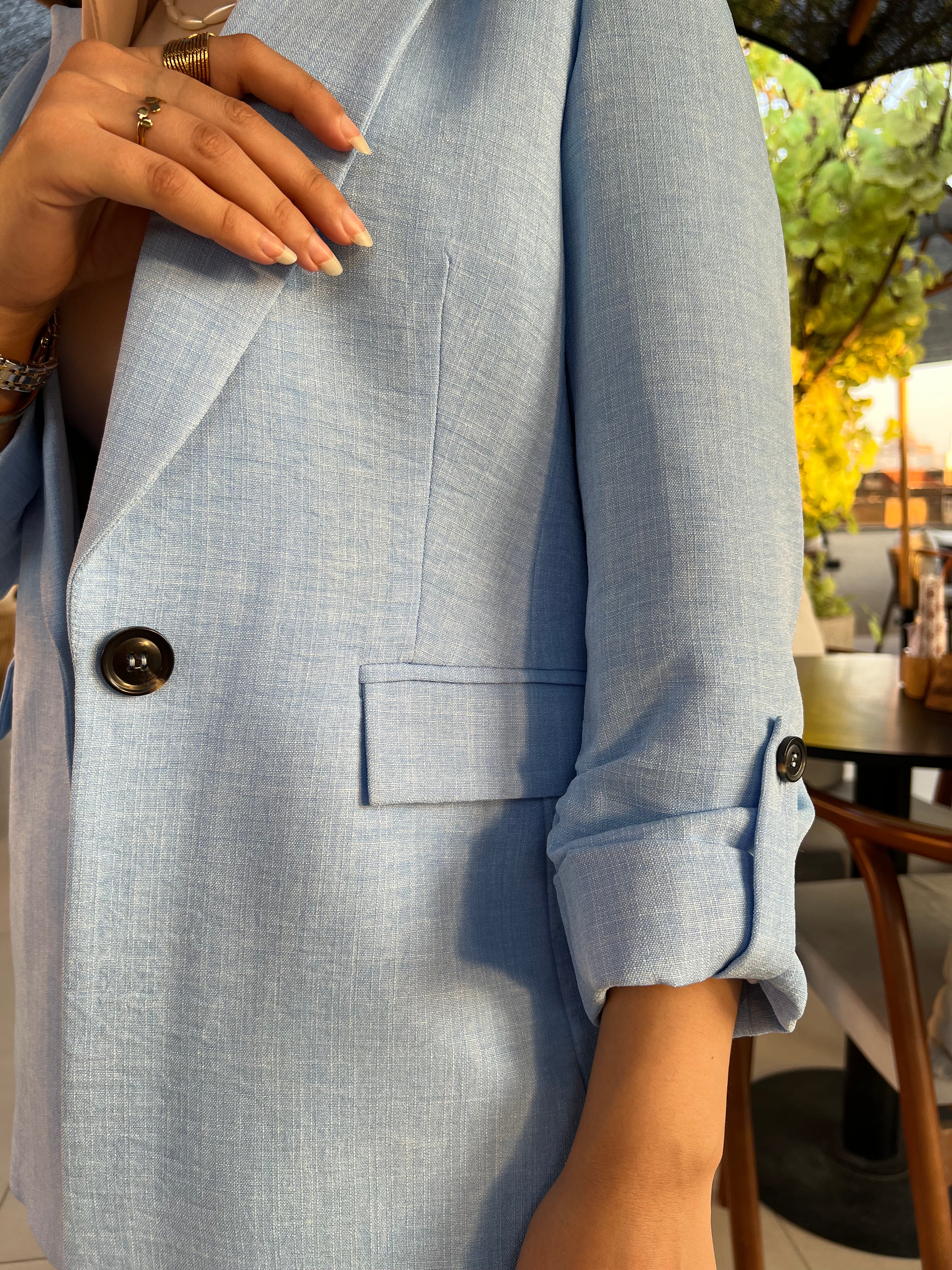Baby blue Linen Blazer