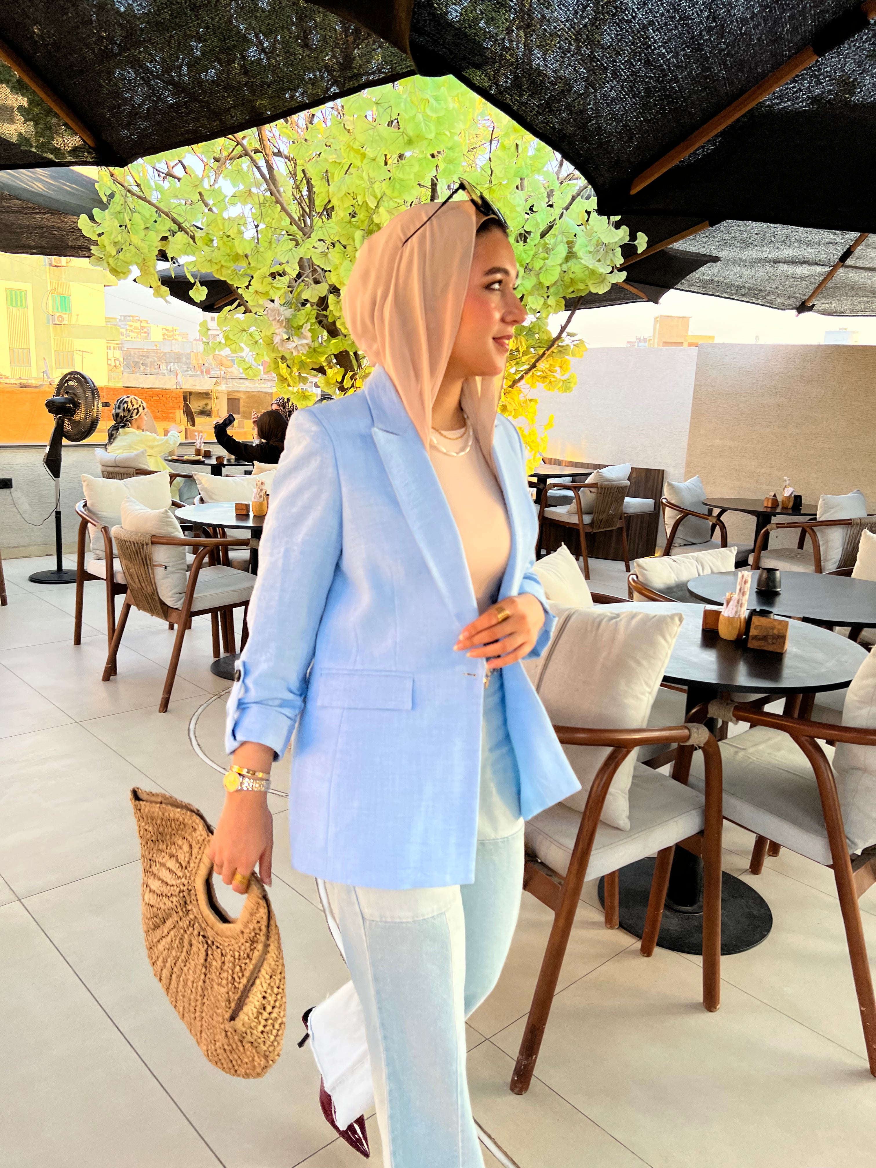 Baby blue Linen Blazer