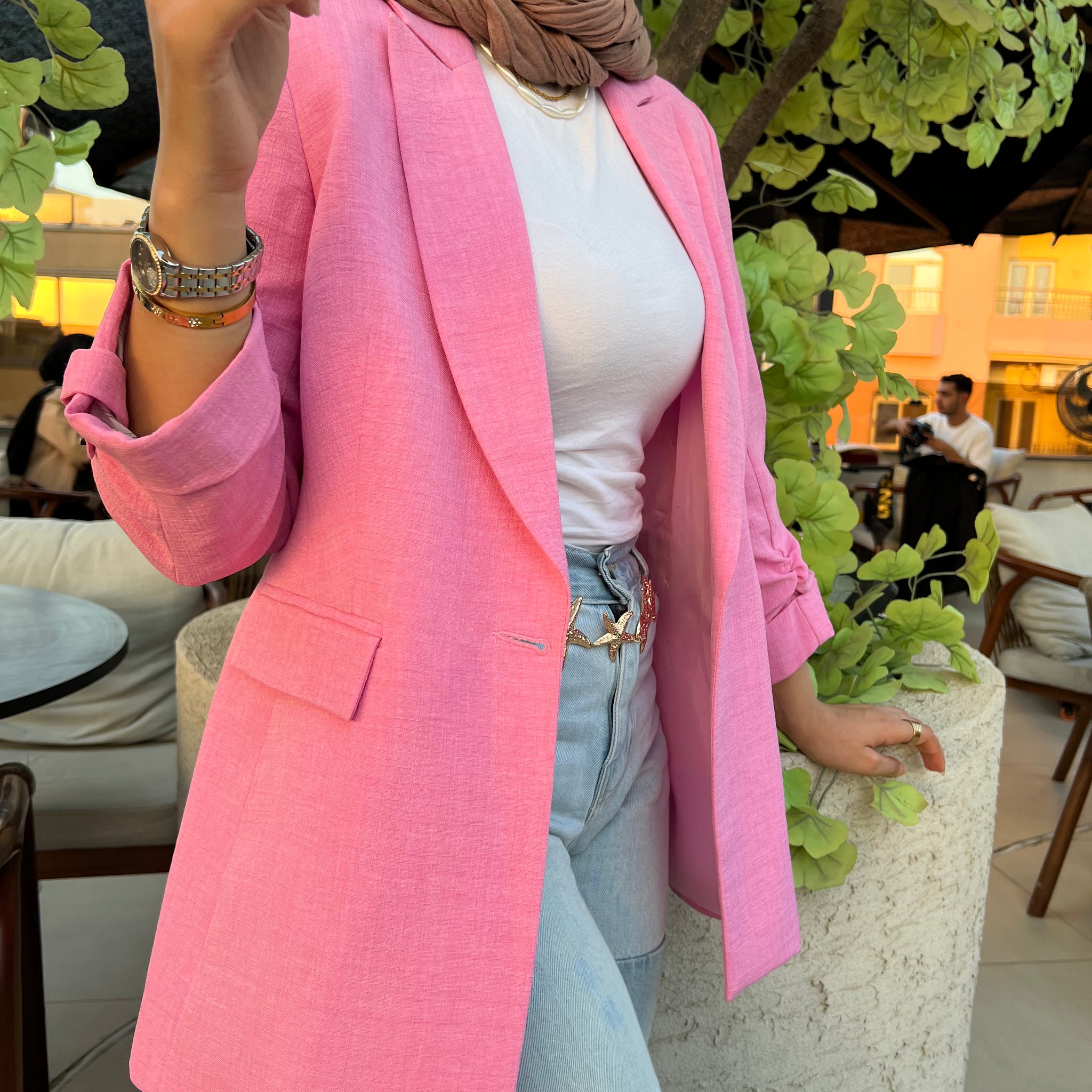 Pink Linen Blazer