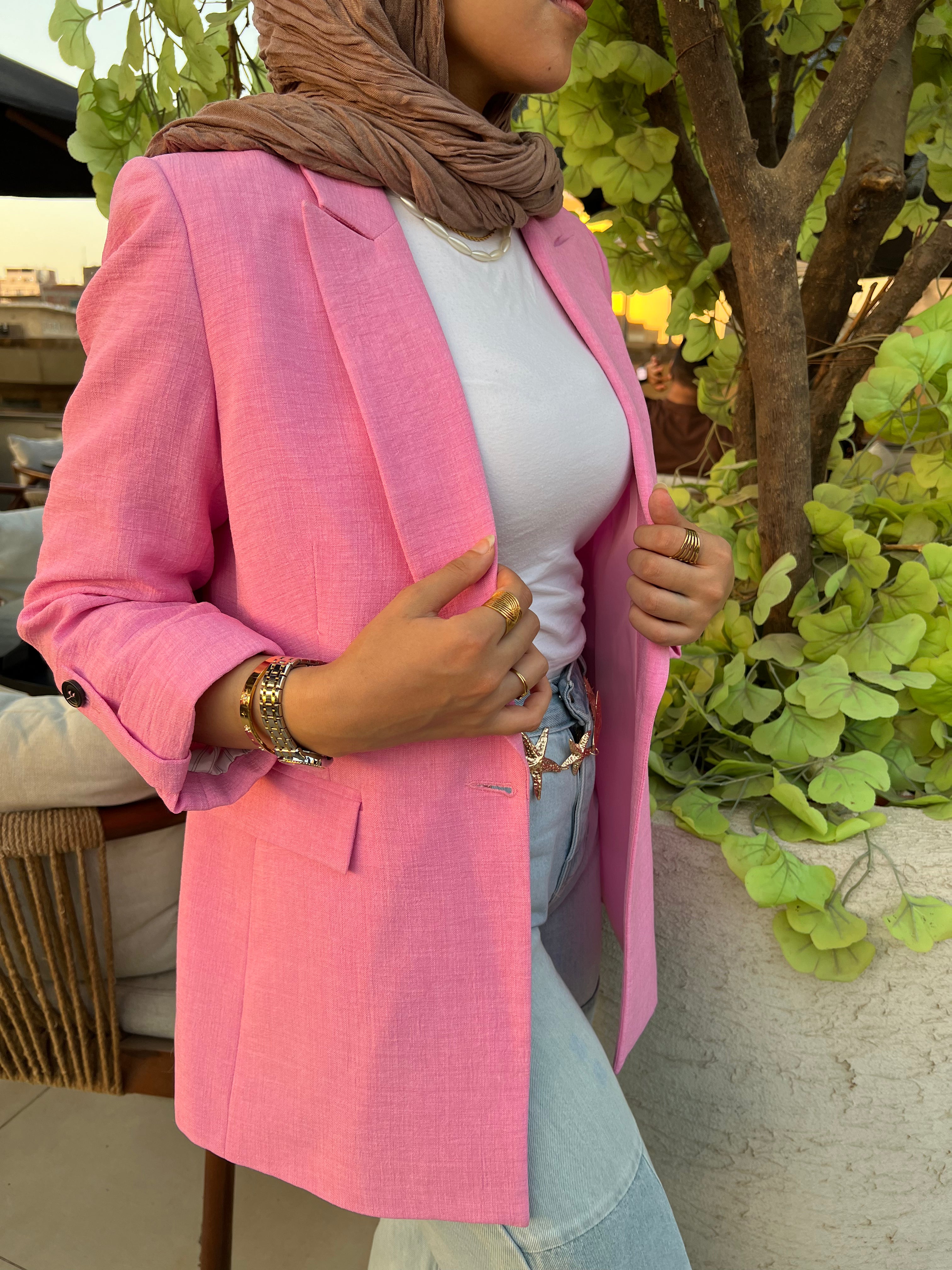 Pink Linen Blazer
