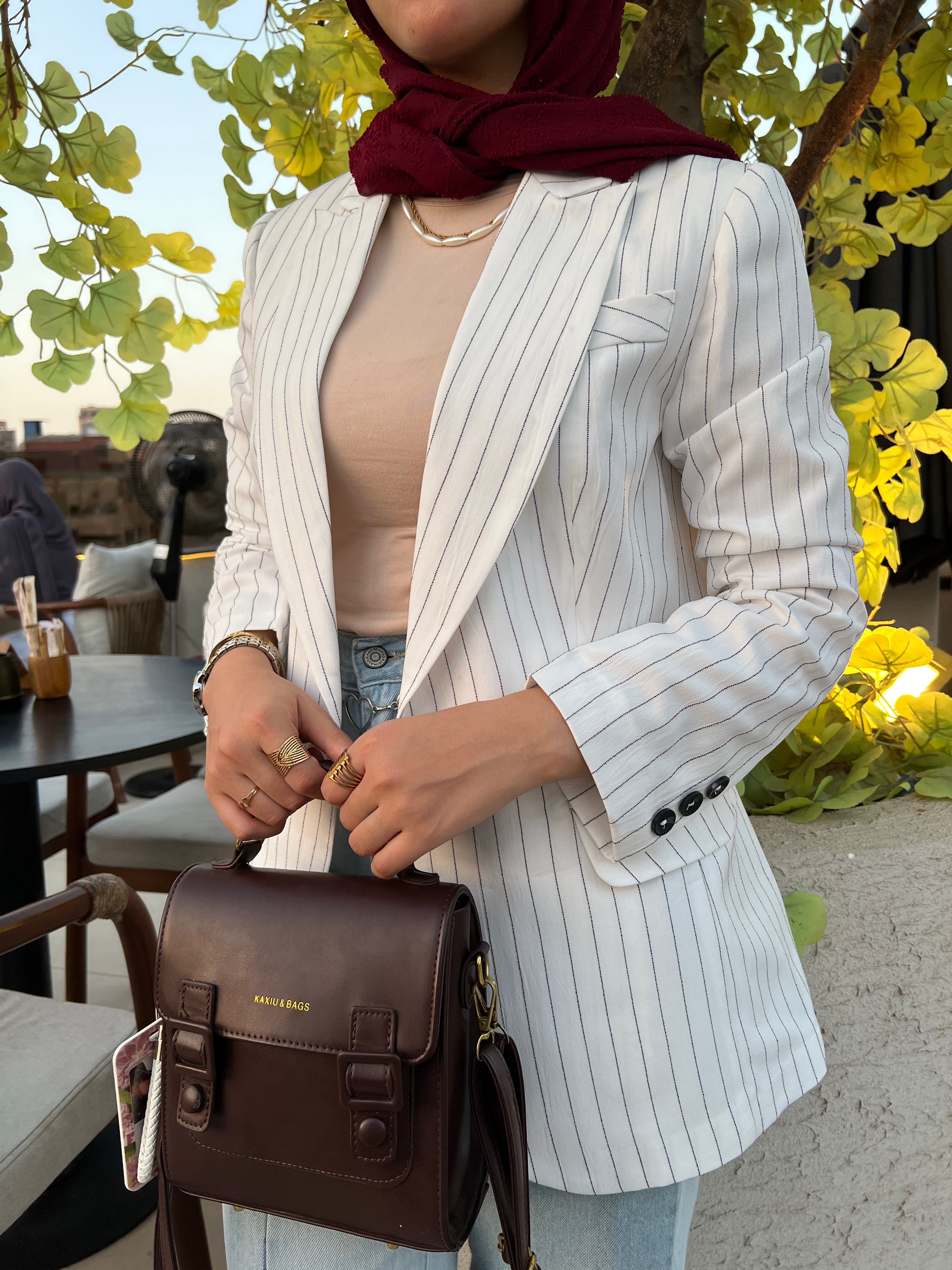 White pinstripe Linen Blazer