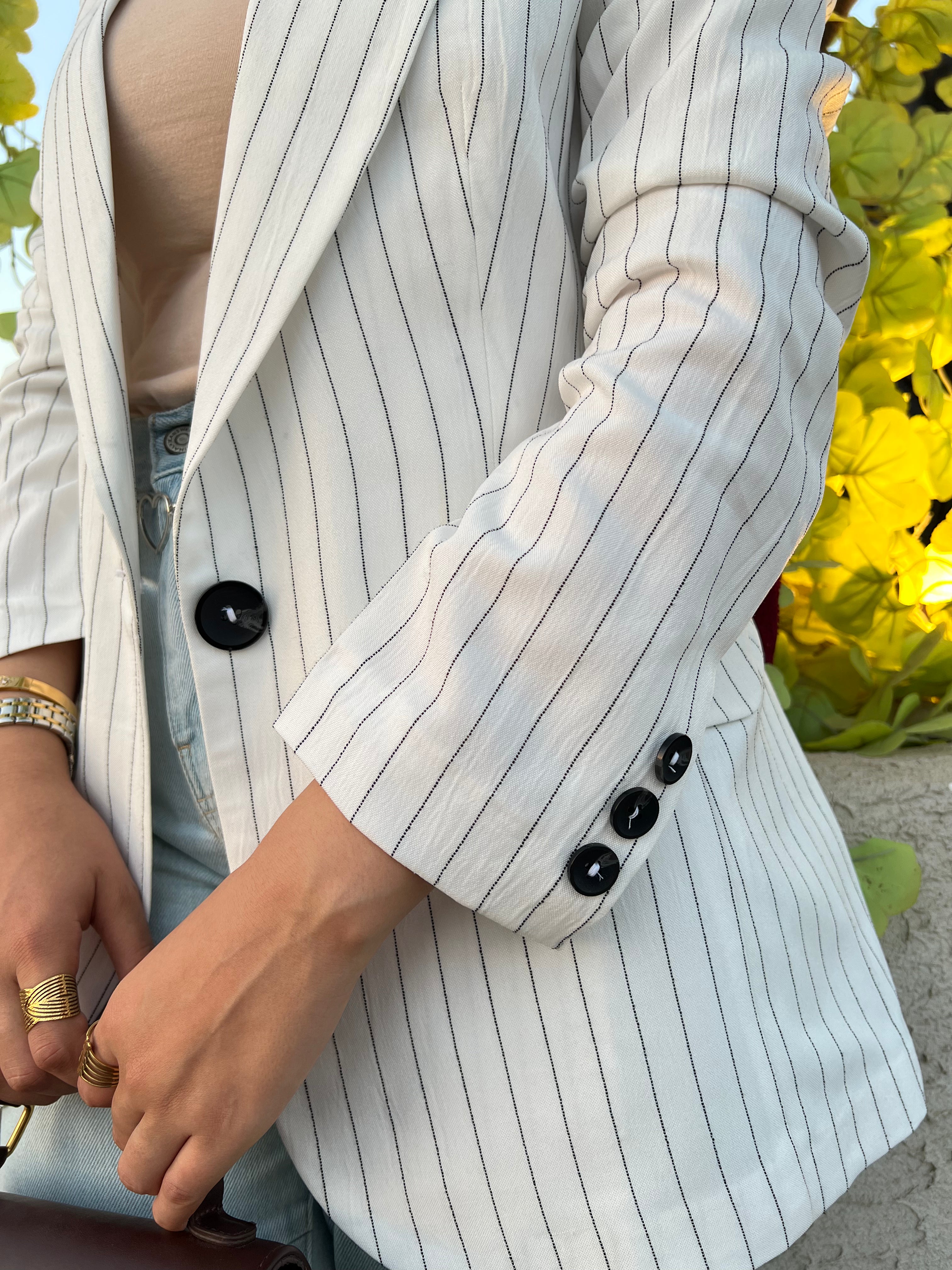White pinstripe Linen Blazer