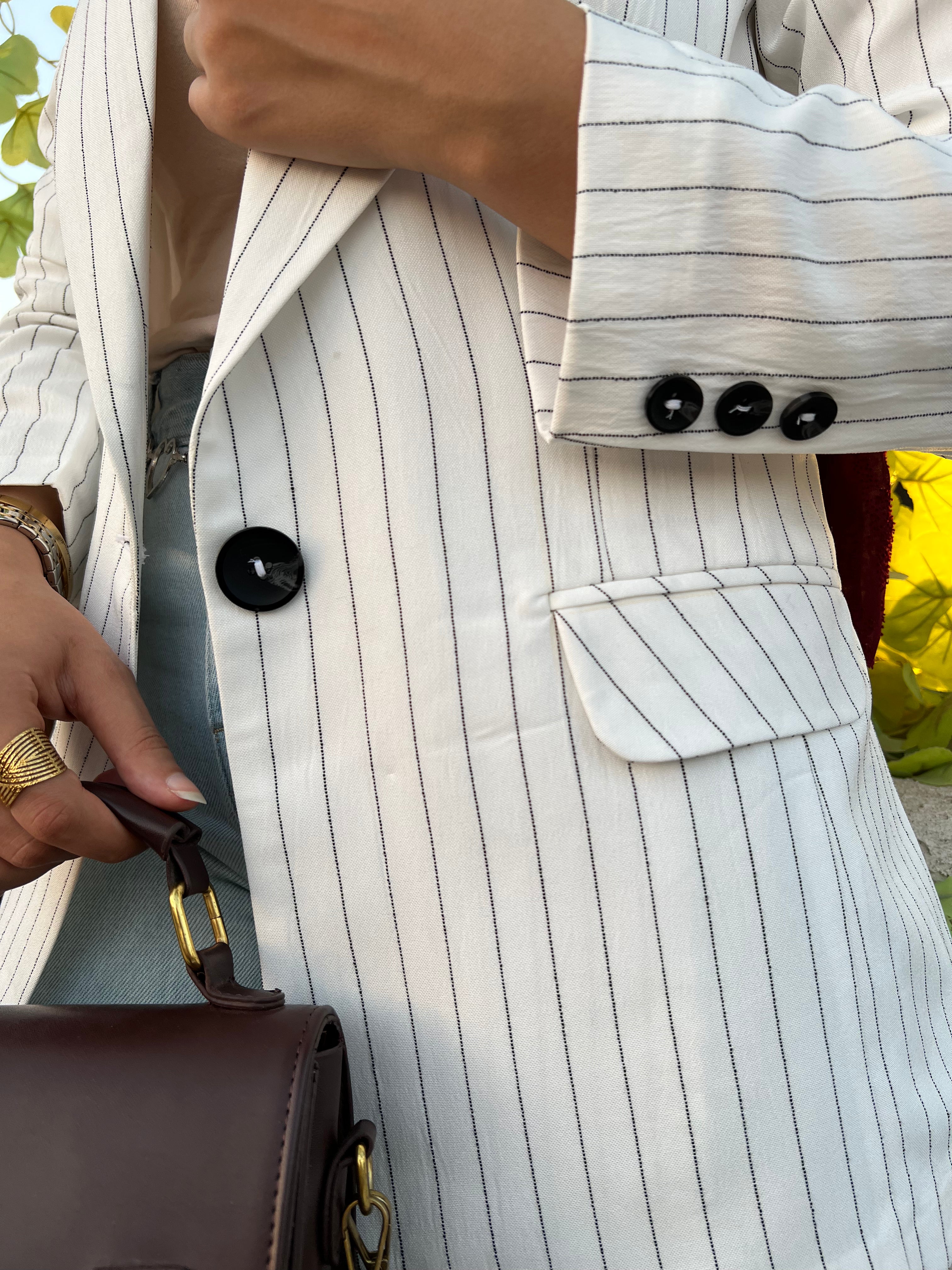White pinstripe Linen Blazer