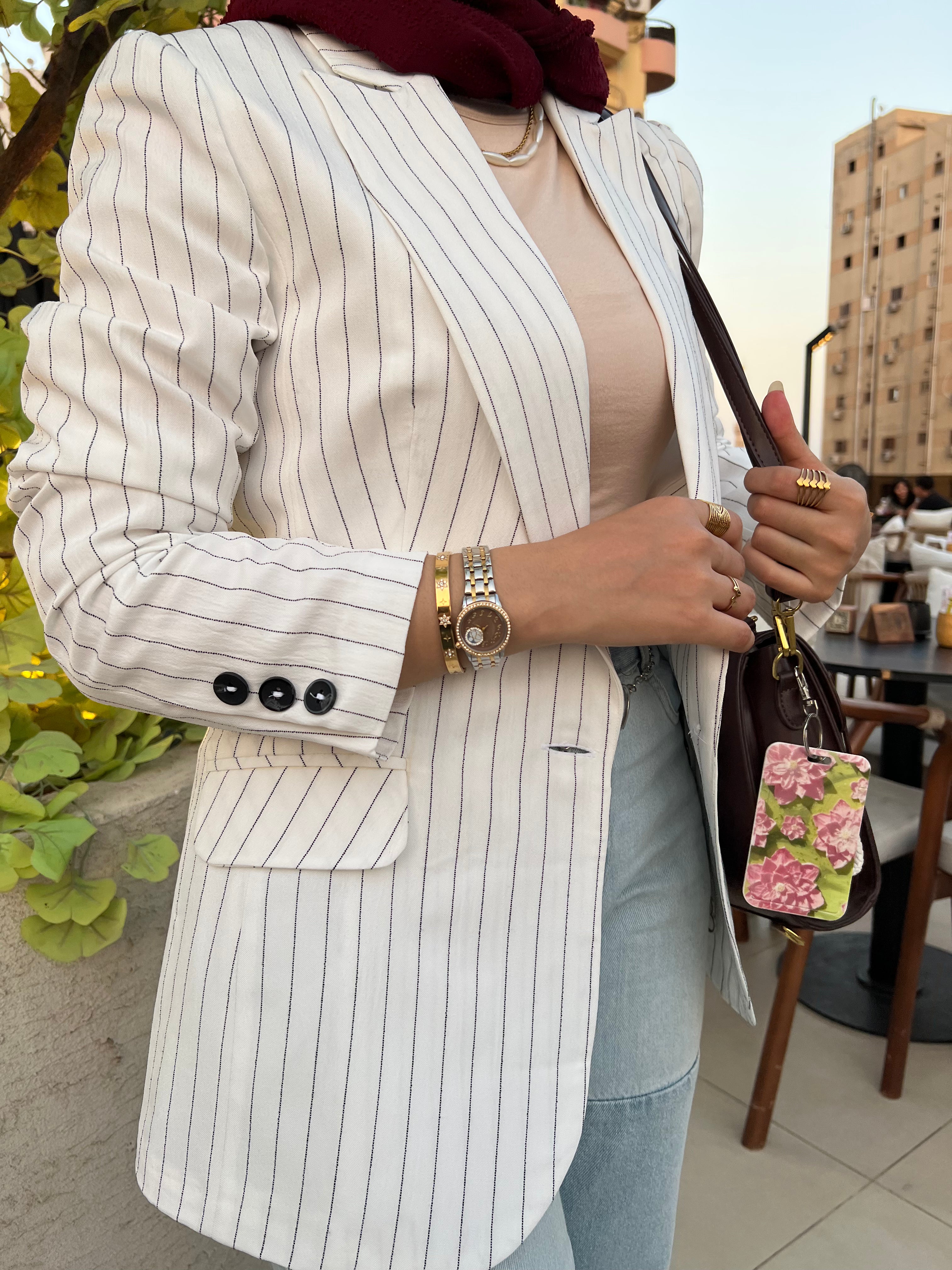 White pinstripe Linen Blazer