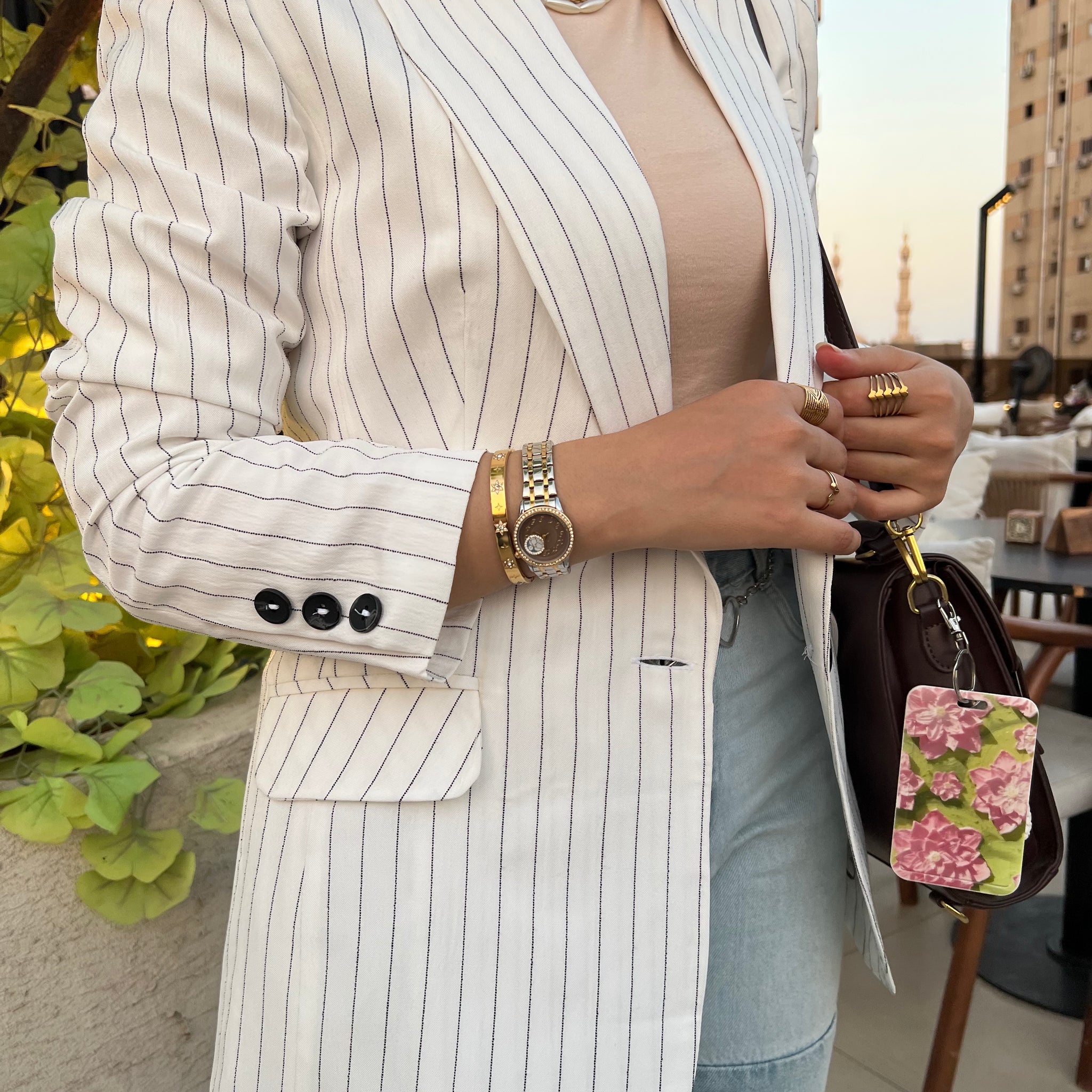 White pinstripe Linen Blazer