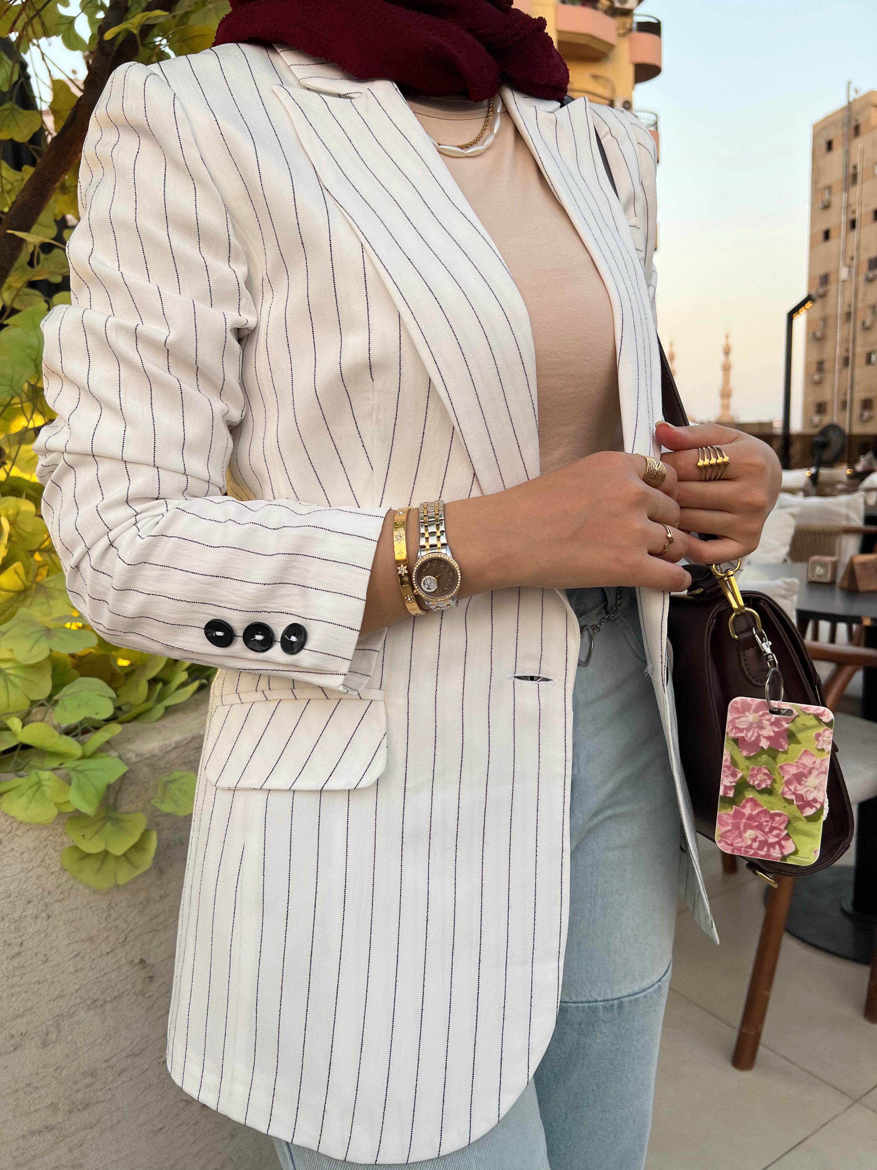 White pinstripe Linen Blazer