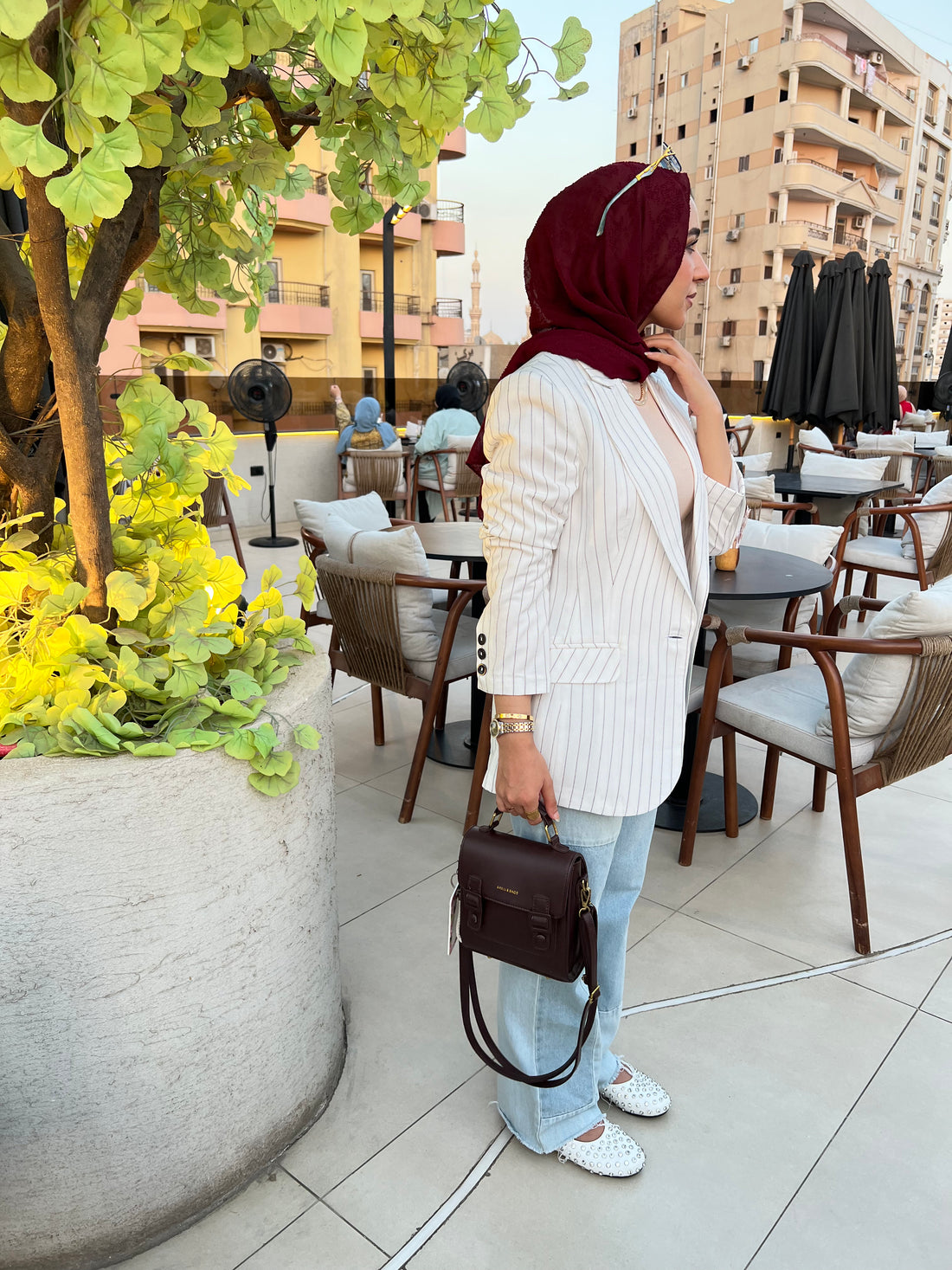 White pinstripe Linen Blazer