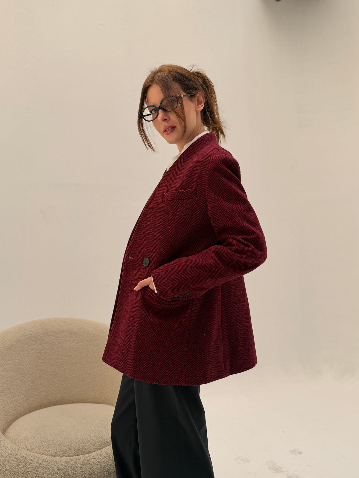 The Vivienne Burgundy Blazer