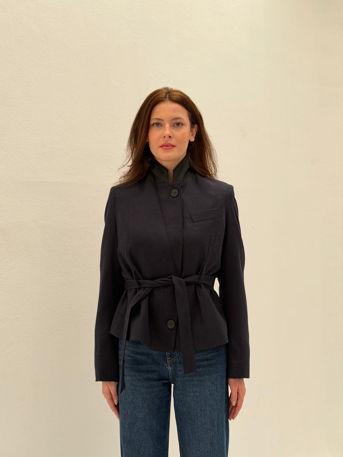 AMMU Marlowe Navy cropped Blazer