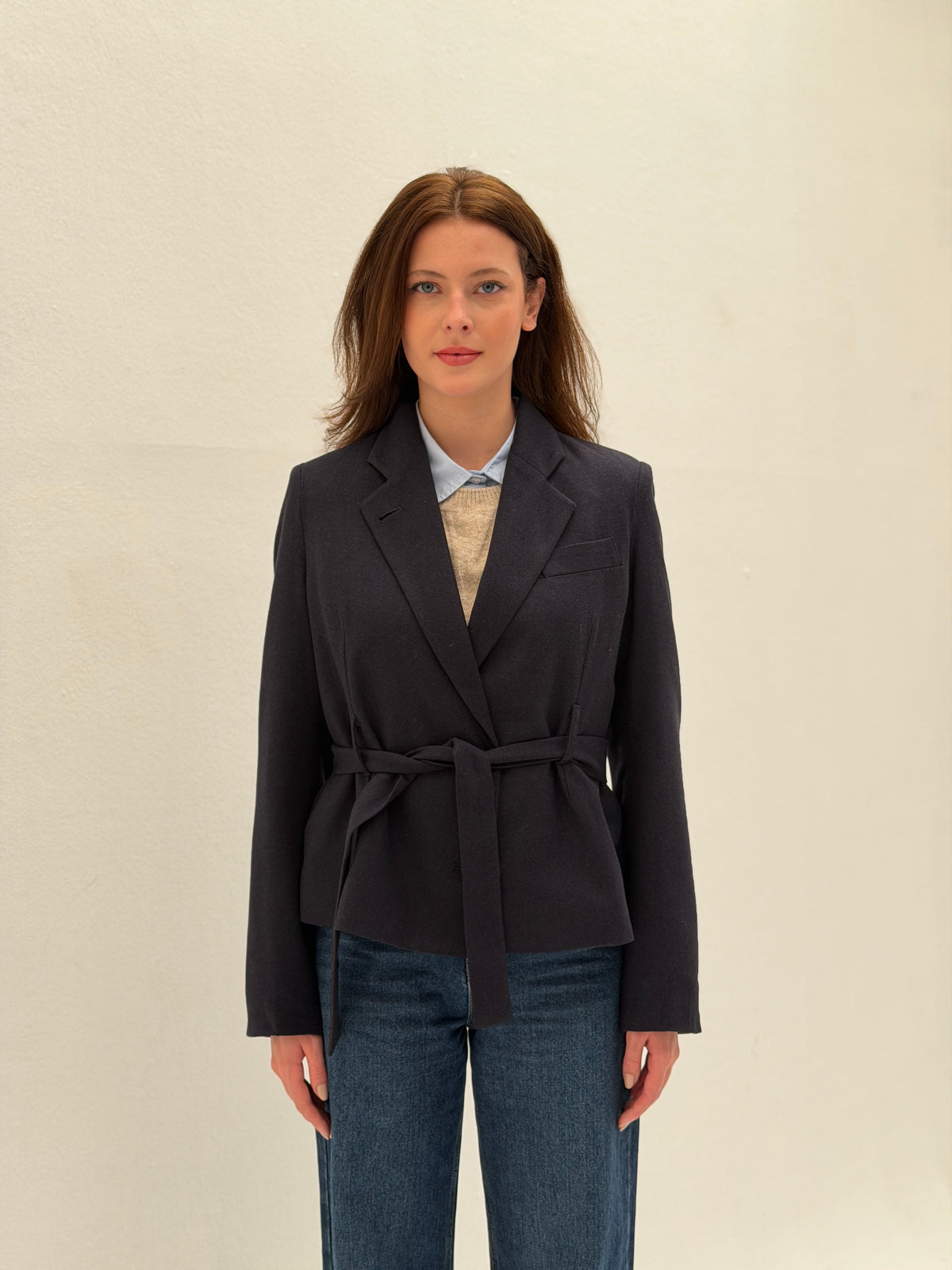 AMMU Marlowe Navy cropped Blazer