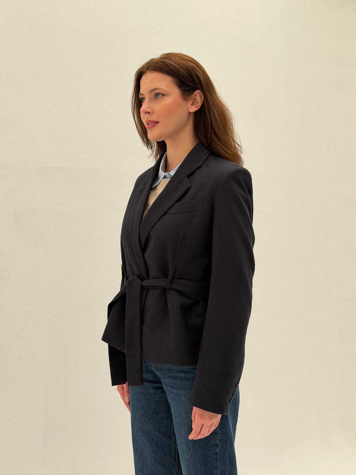 AMMU Marlowe Navy cropped Blazer