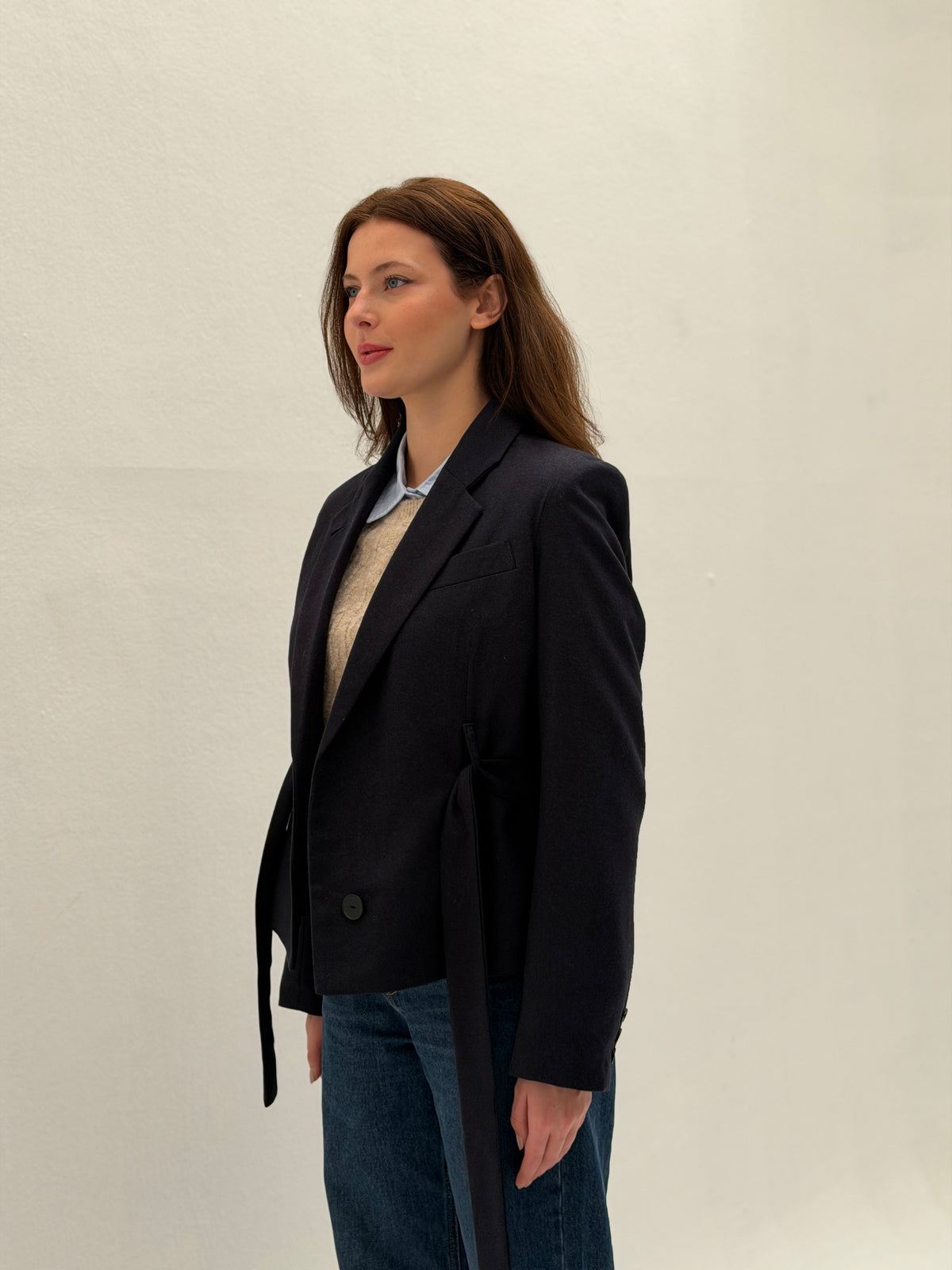 AMMU Marlowe Navy cropped Blazer