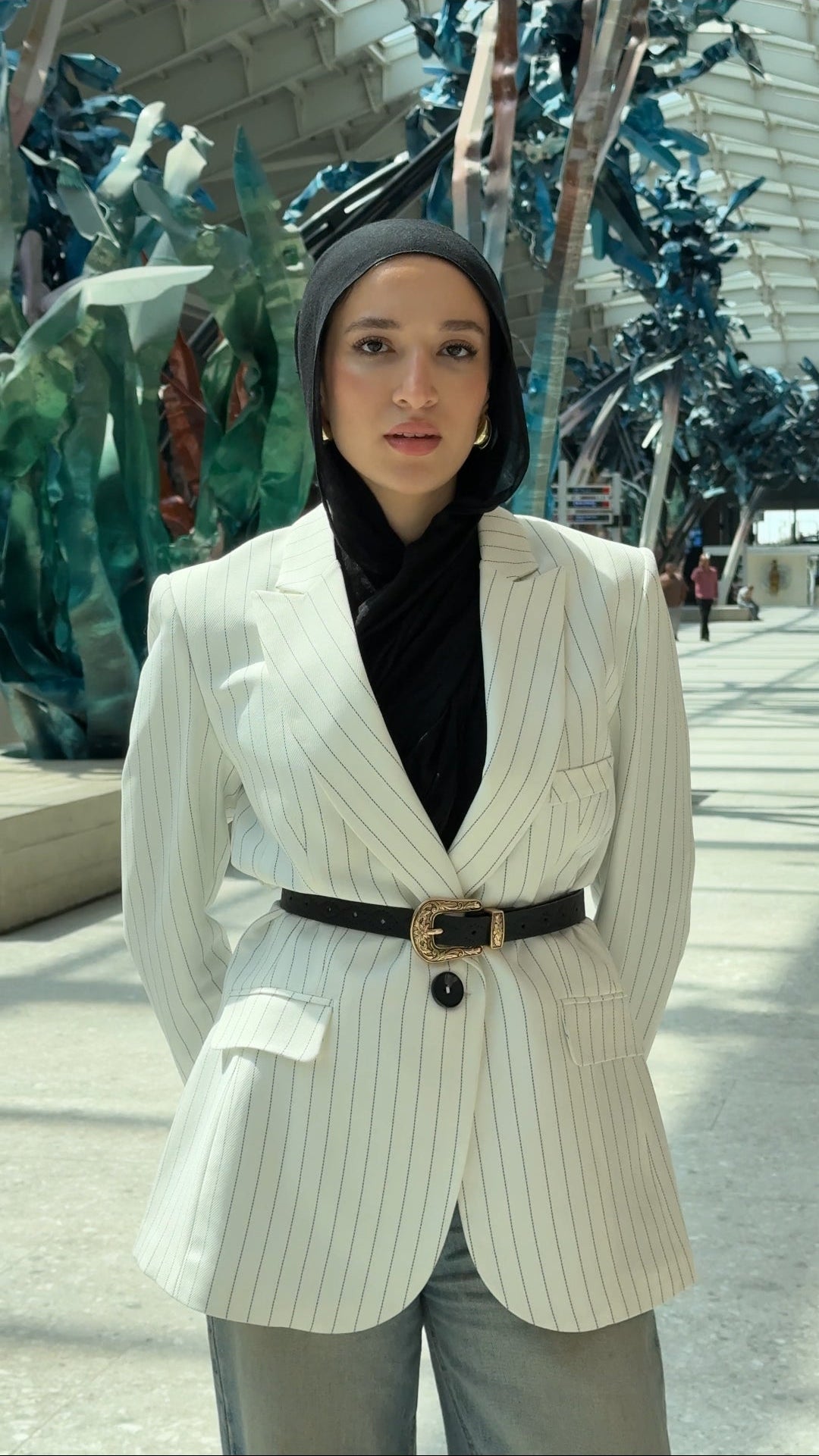 White Pinstripe Blazer