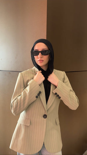 Striped Beige Olive Blazer