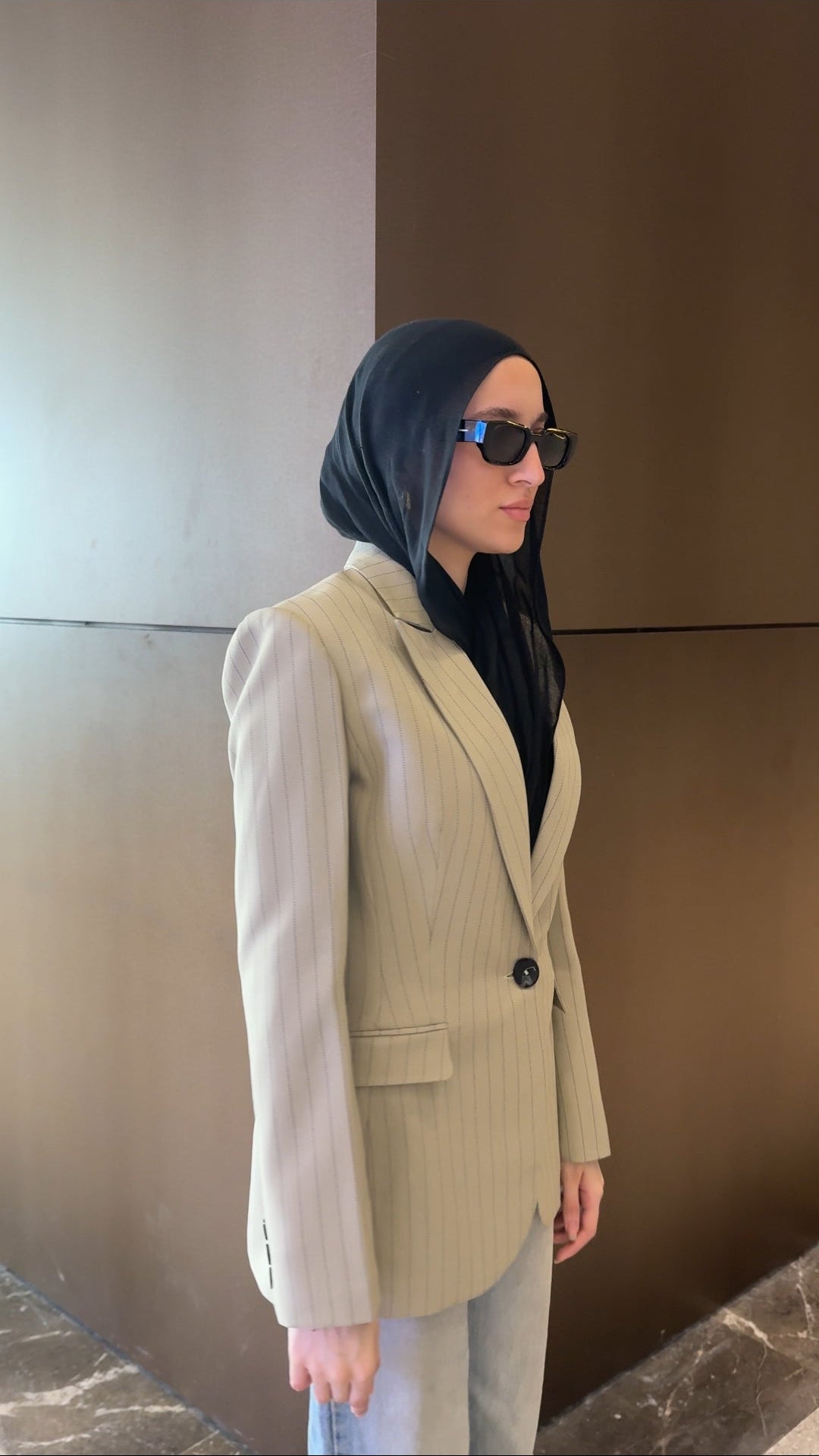 Striped Beige Olive Blazer