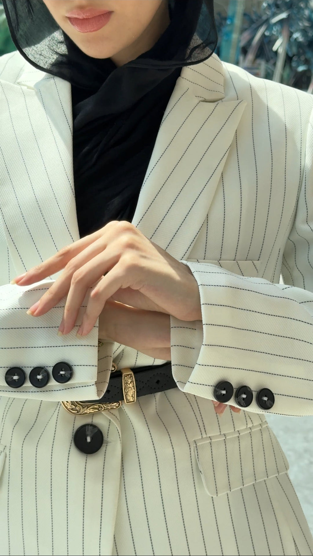 White Pinstripe Blazer