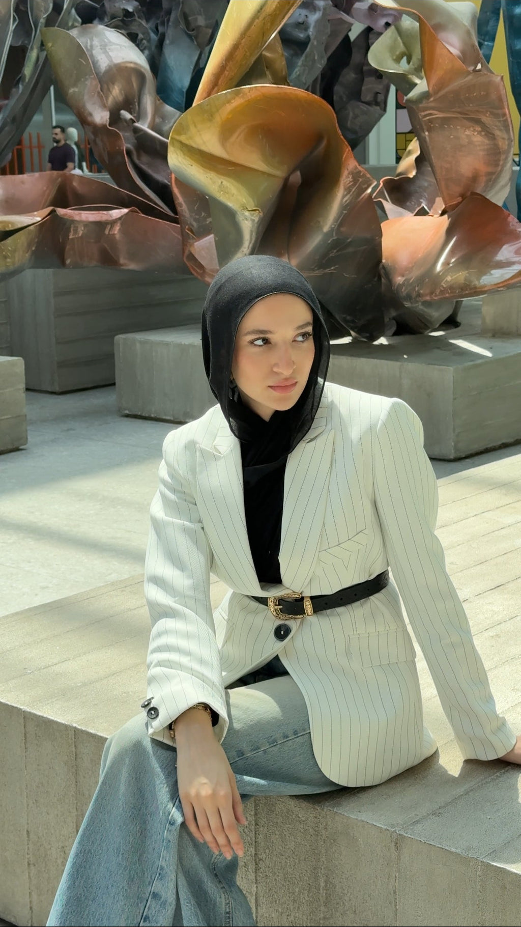White Pinstripe Blazer