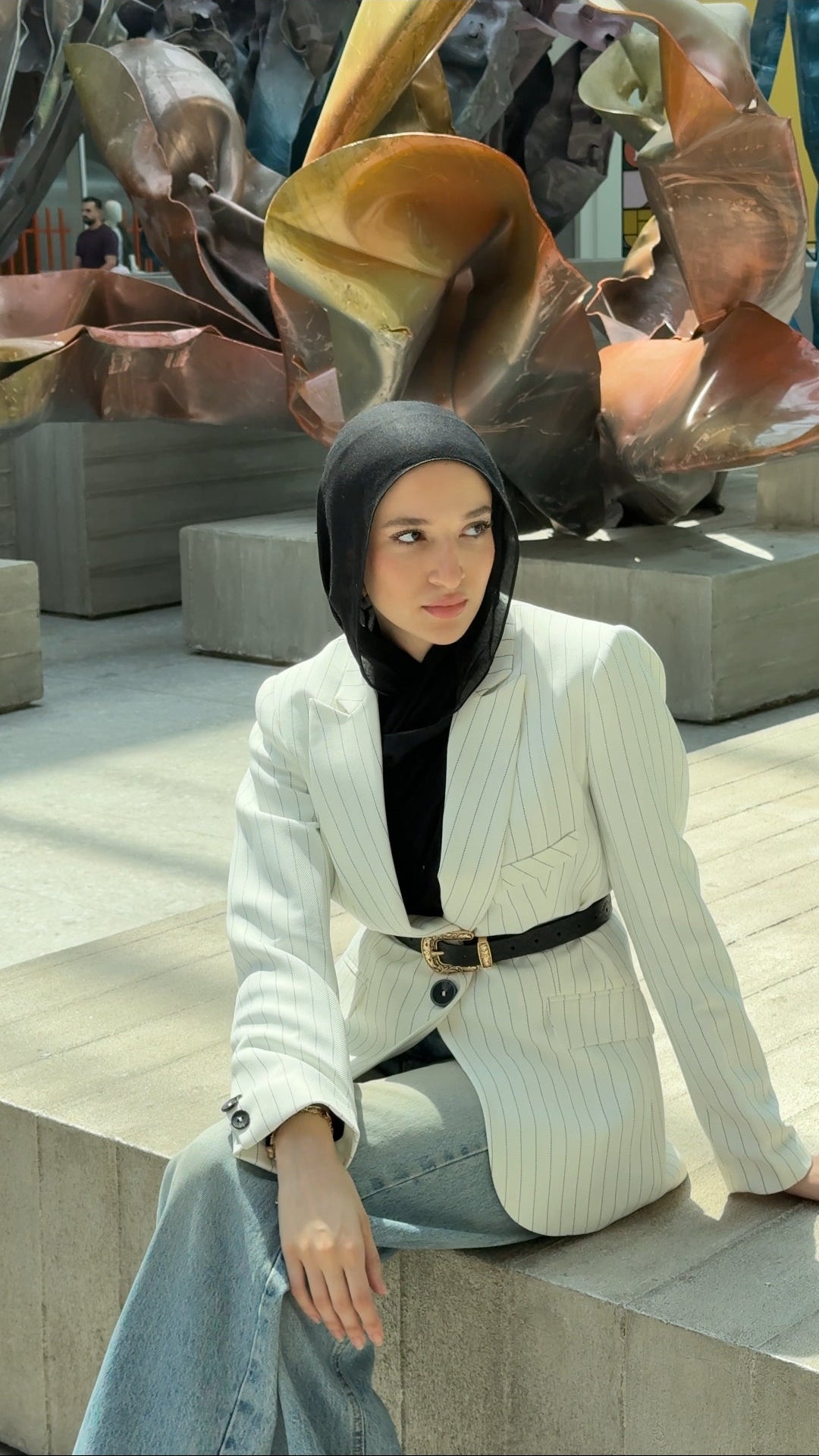 White Pinstripe Blazer