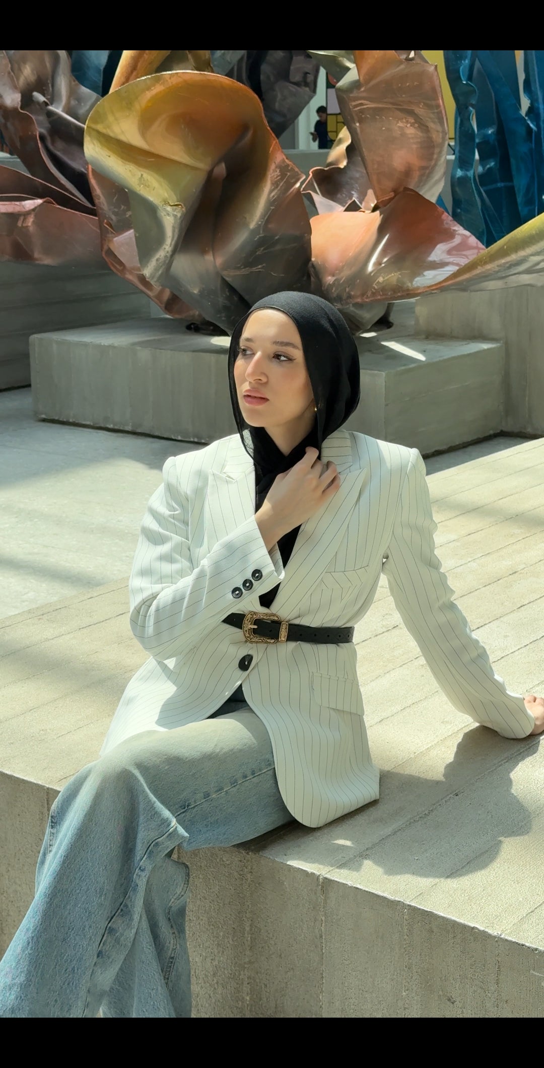 White Pinstripe Blazer