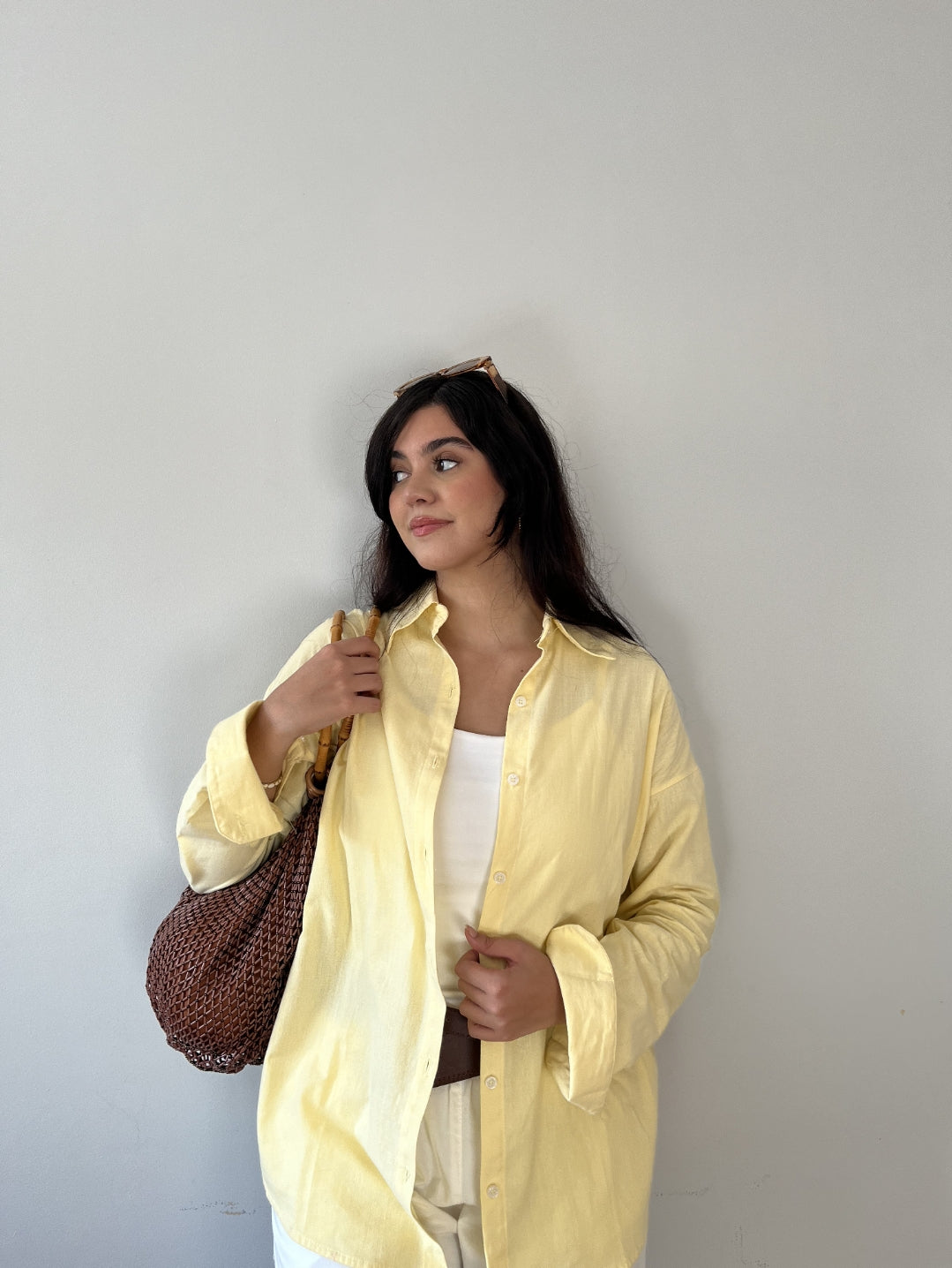 Light Yellow Linen blend  Shirt
