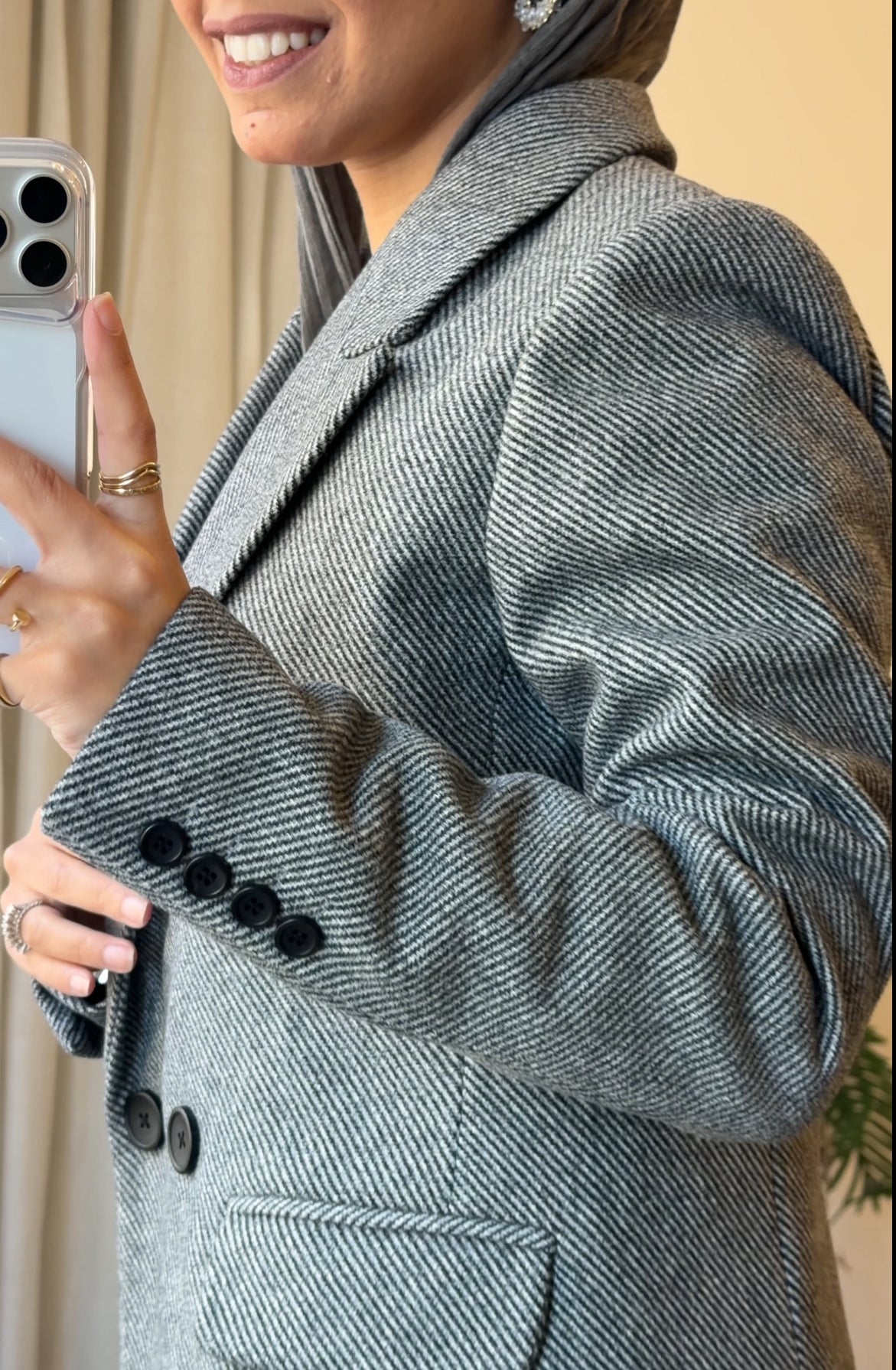 Grey Slanted Pinstripe Blazer