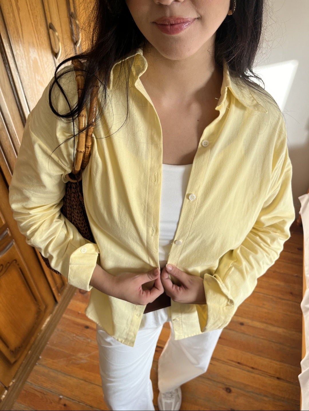 Light Yellow Linen blend  Shirt