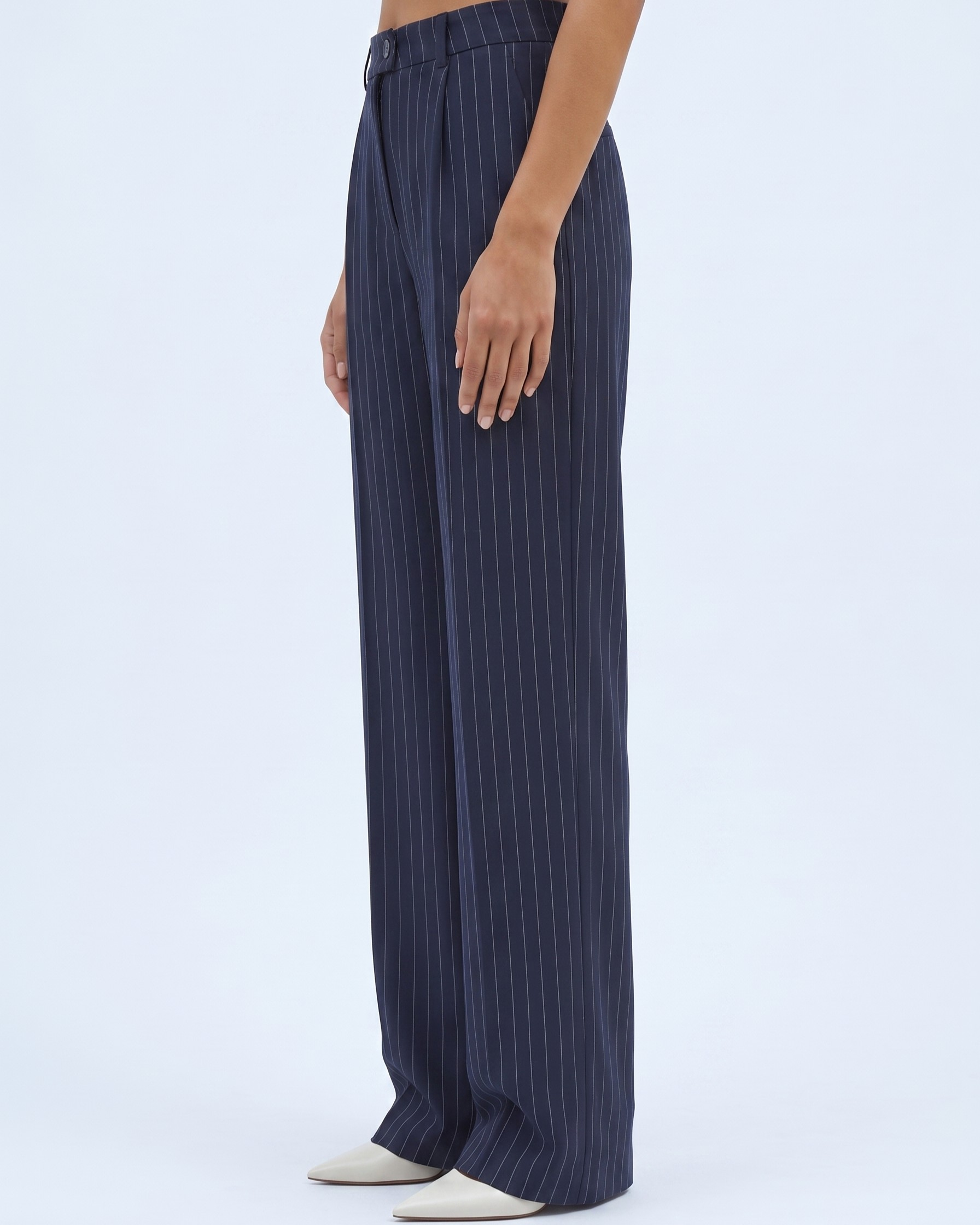 Navy Blue Pinstripe Pants
