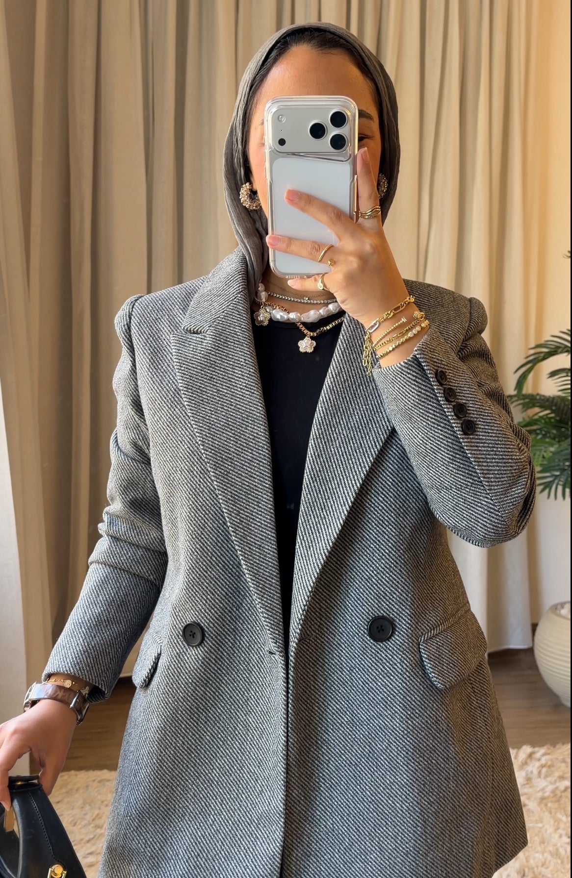 Grey Slanted Pinstripe Blazer