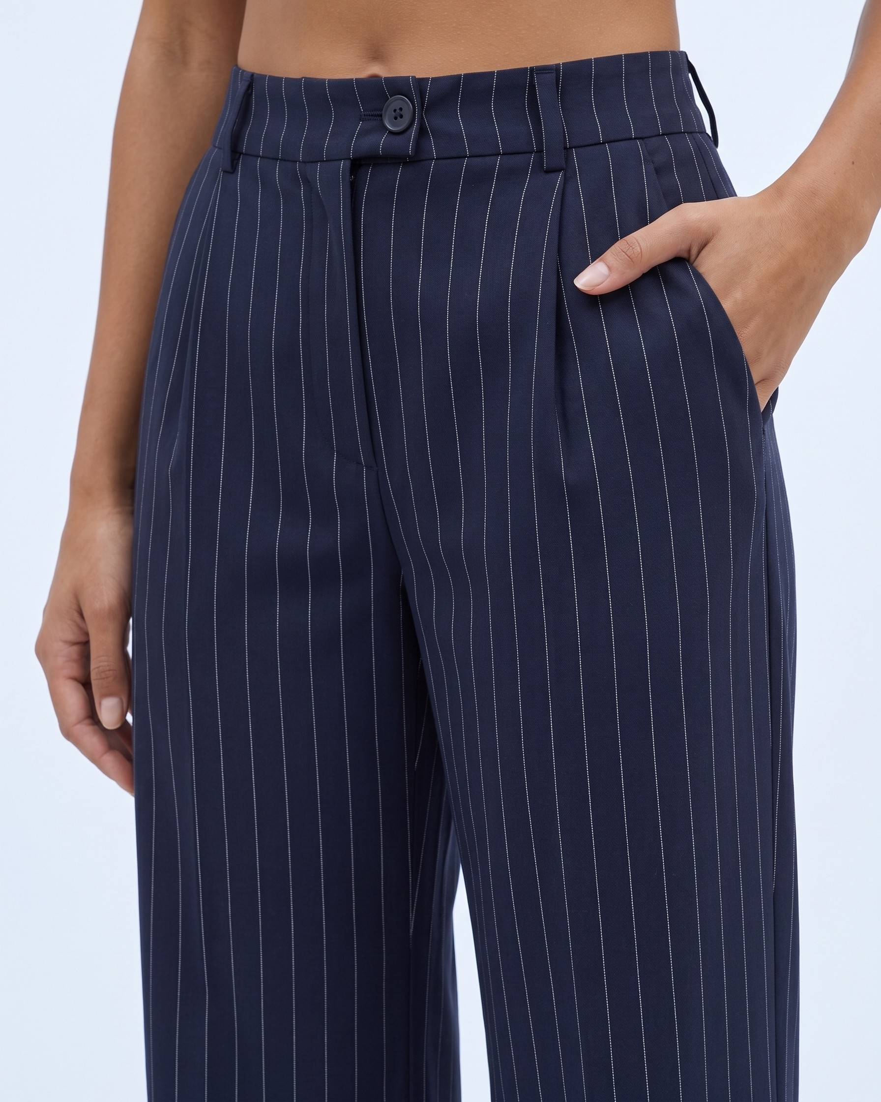 Navy Blue Pinstripe Pants