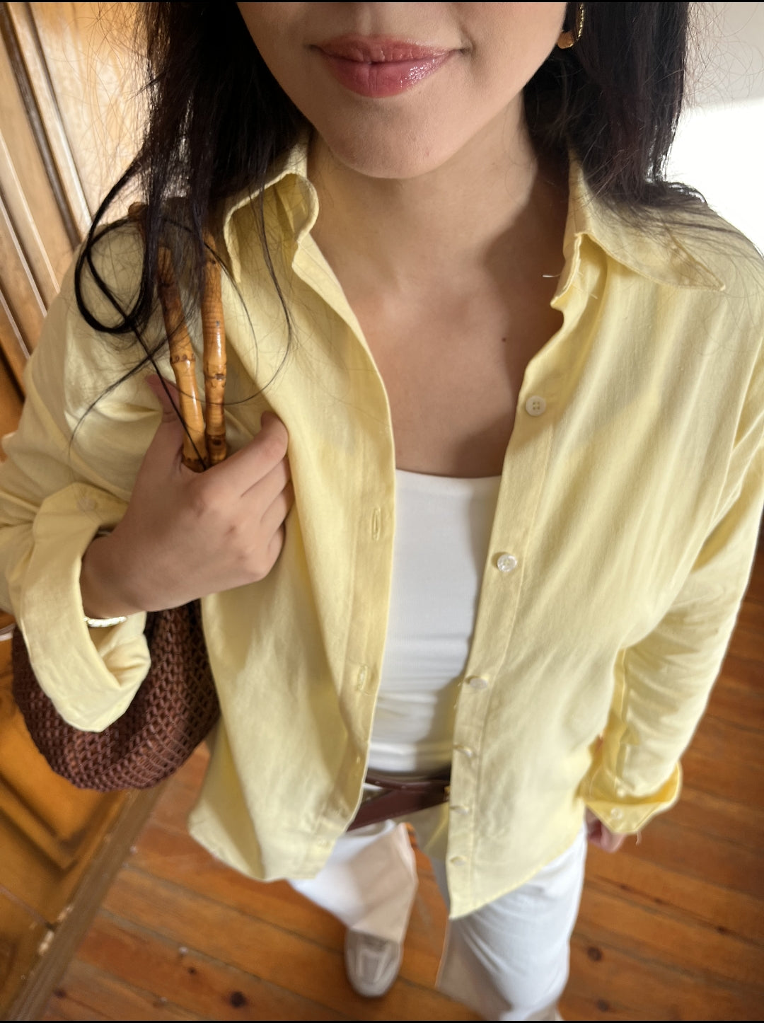 Light Yellow Linen blend  Shirt